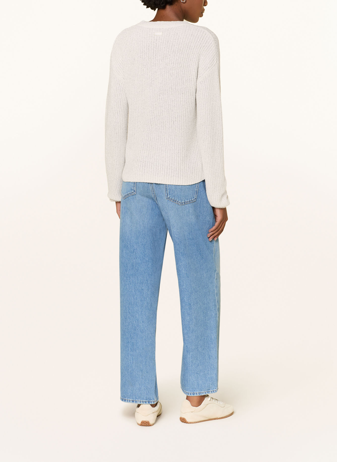 HUGO Pullover SLOOKIYA mit Glitzergarn: CREME