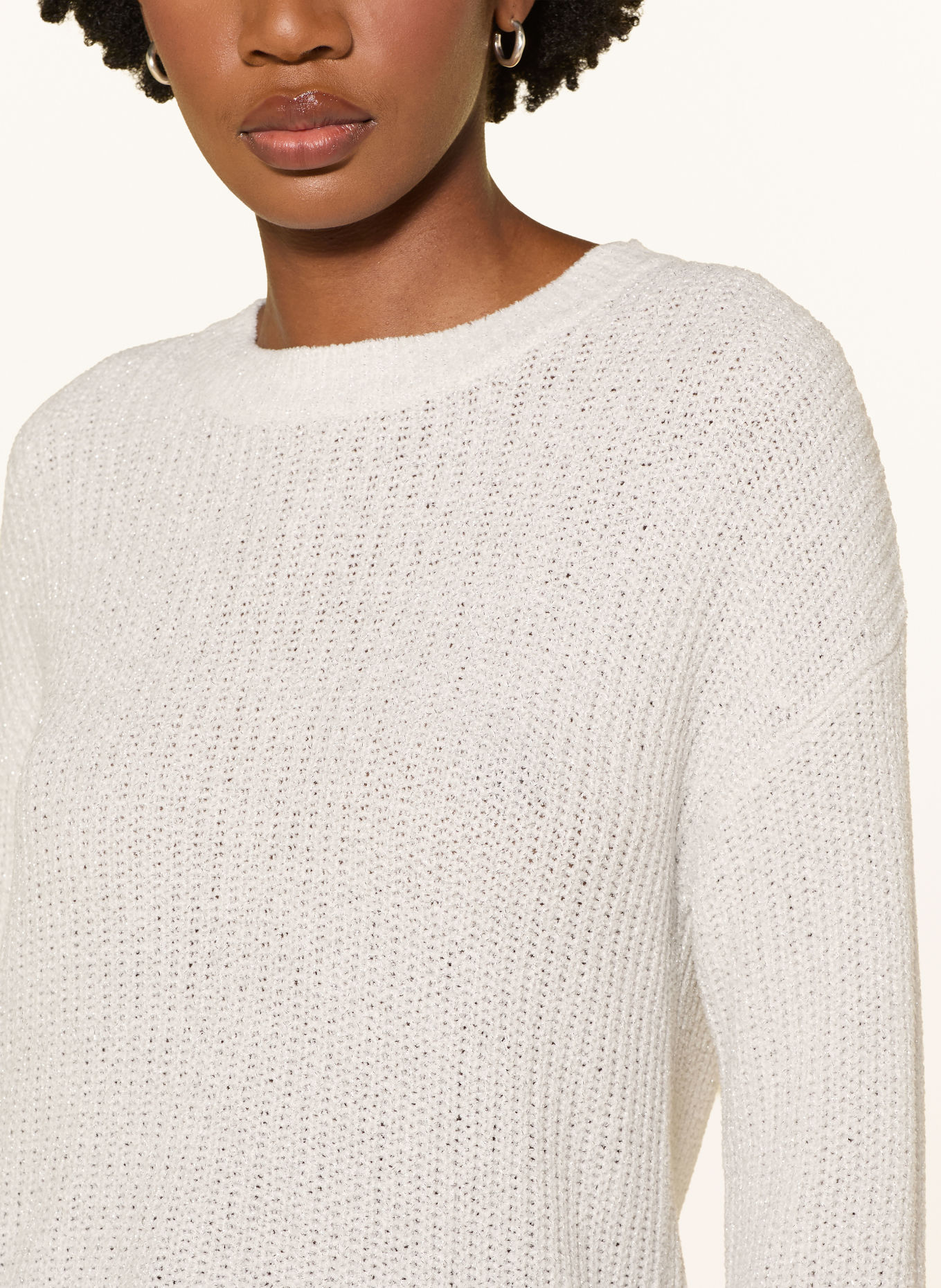 HUGO Pullover SLOOKIYA mit Glitzergarn: CREME