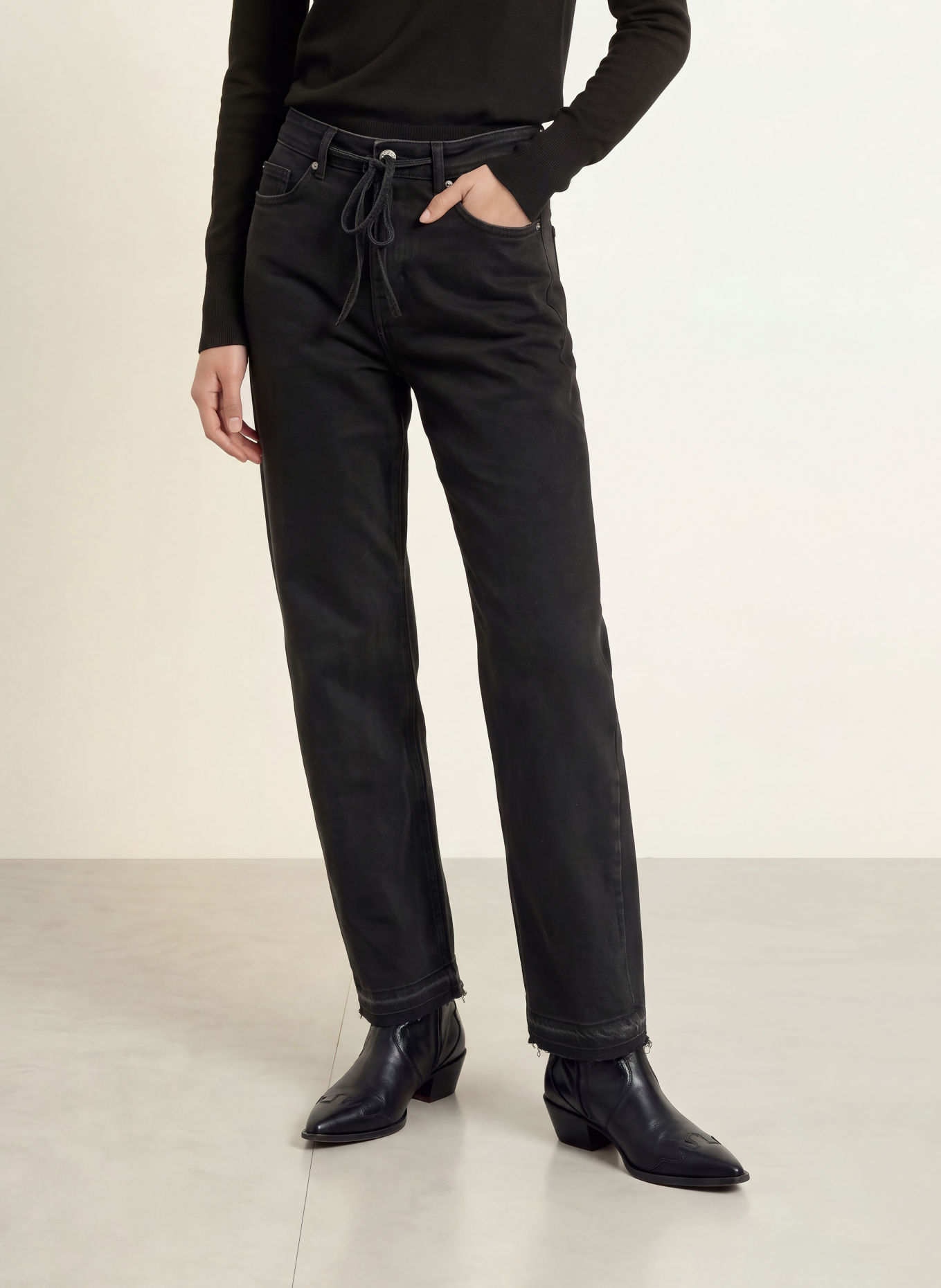 ICHI Paperbag jeans IHMISILLA: 900004256 DENIM BLACK STONE WASHED