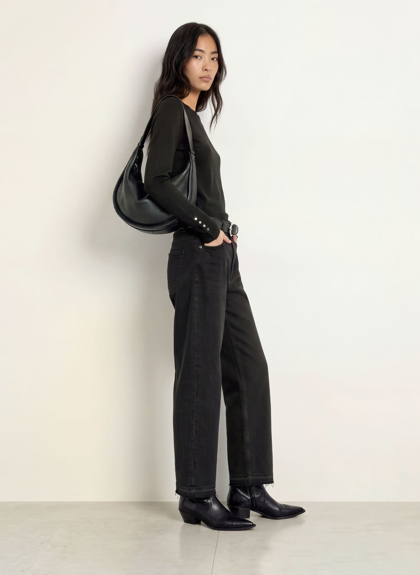 ICHI Paperbag jeans IHMISILLA: 900004256 DENIM BLACK STONE WASHED