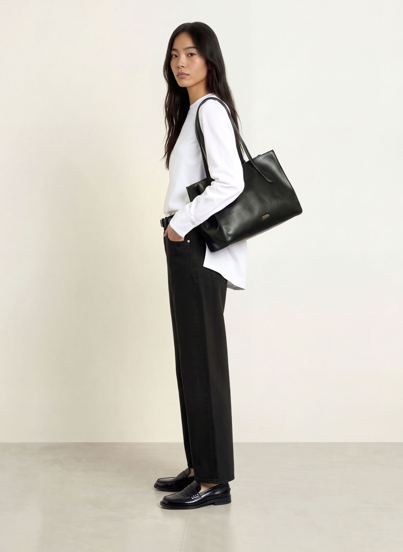 ICHI Wide Leg Jeans IHJULIA: 200341 Washed black