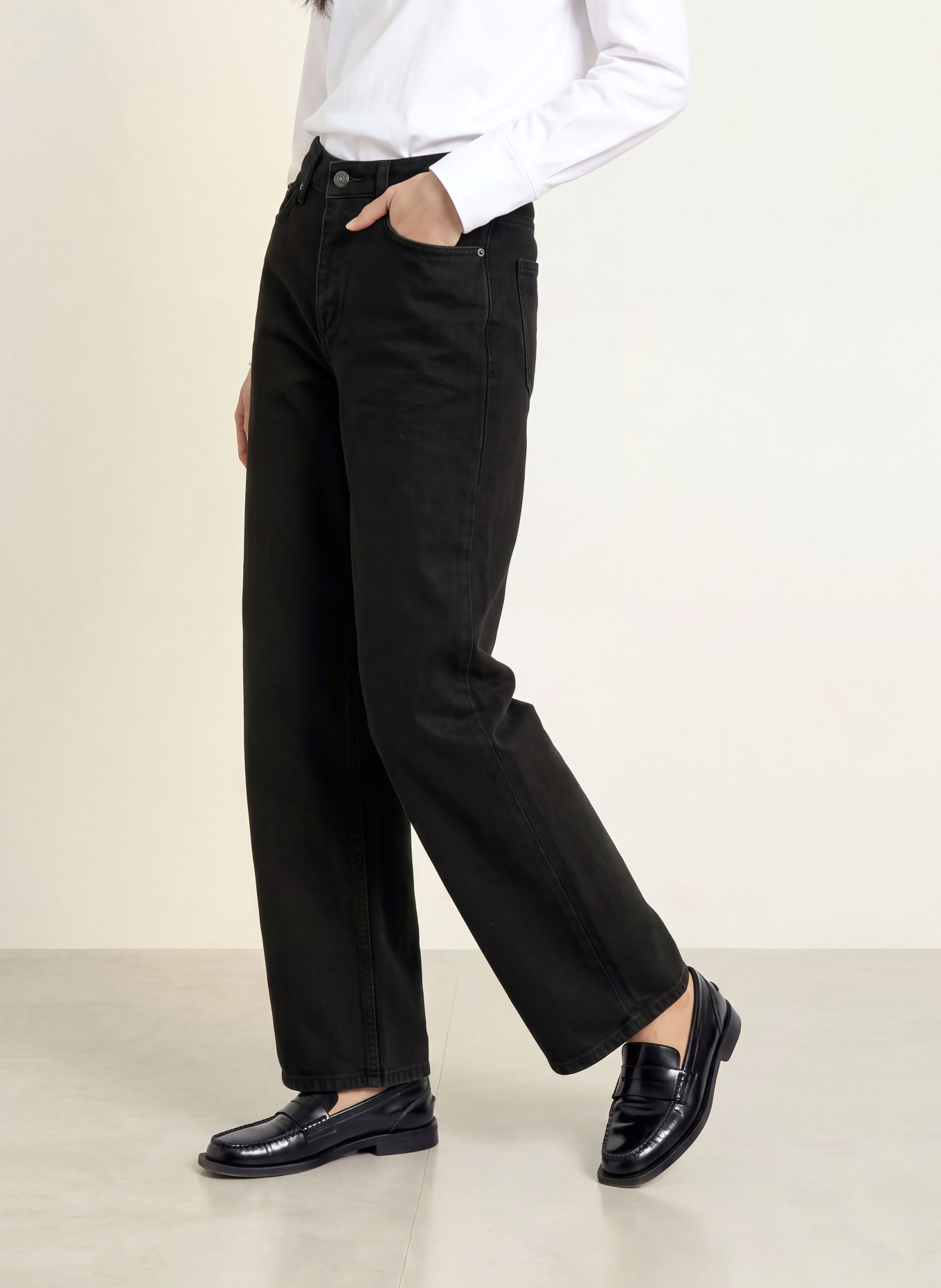 ICHI Wide Leg Jeans IHJULIA: 200341 Washed black