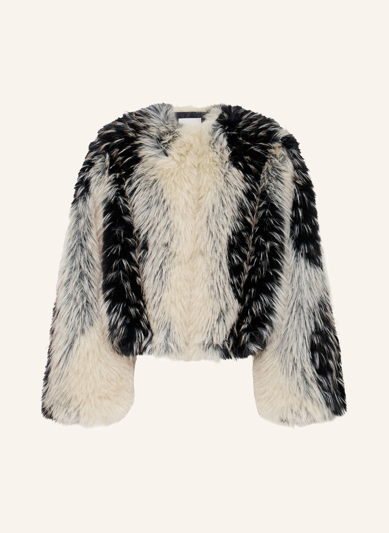 ICHI Faux Fur Jacket IHFLAXA: BLACK / WHITE