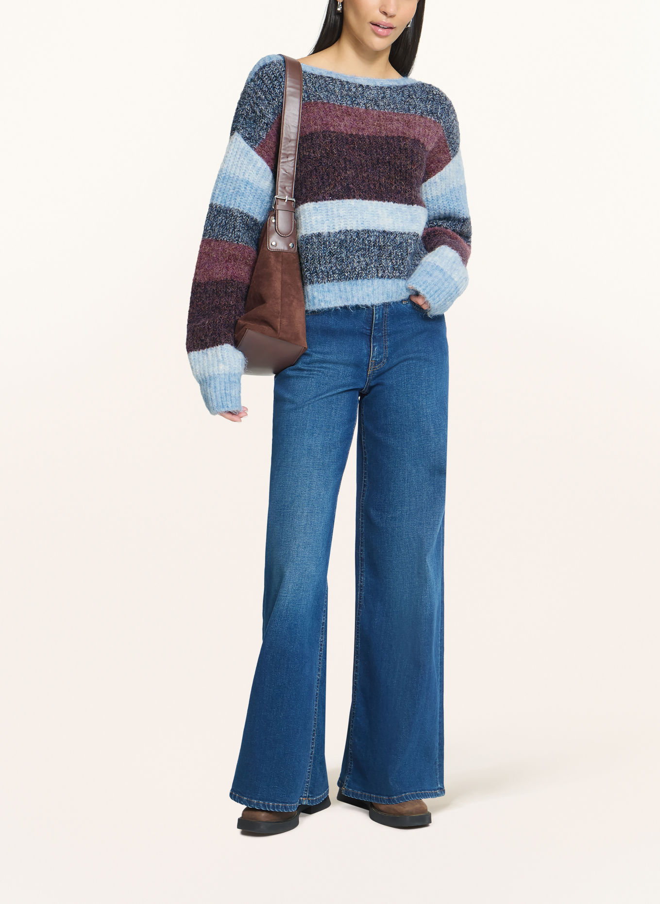 ICHI IHZULU Sweater: DARK BLUE / DARK RED / LIGHT BLUE