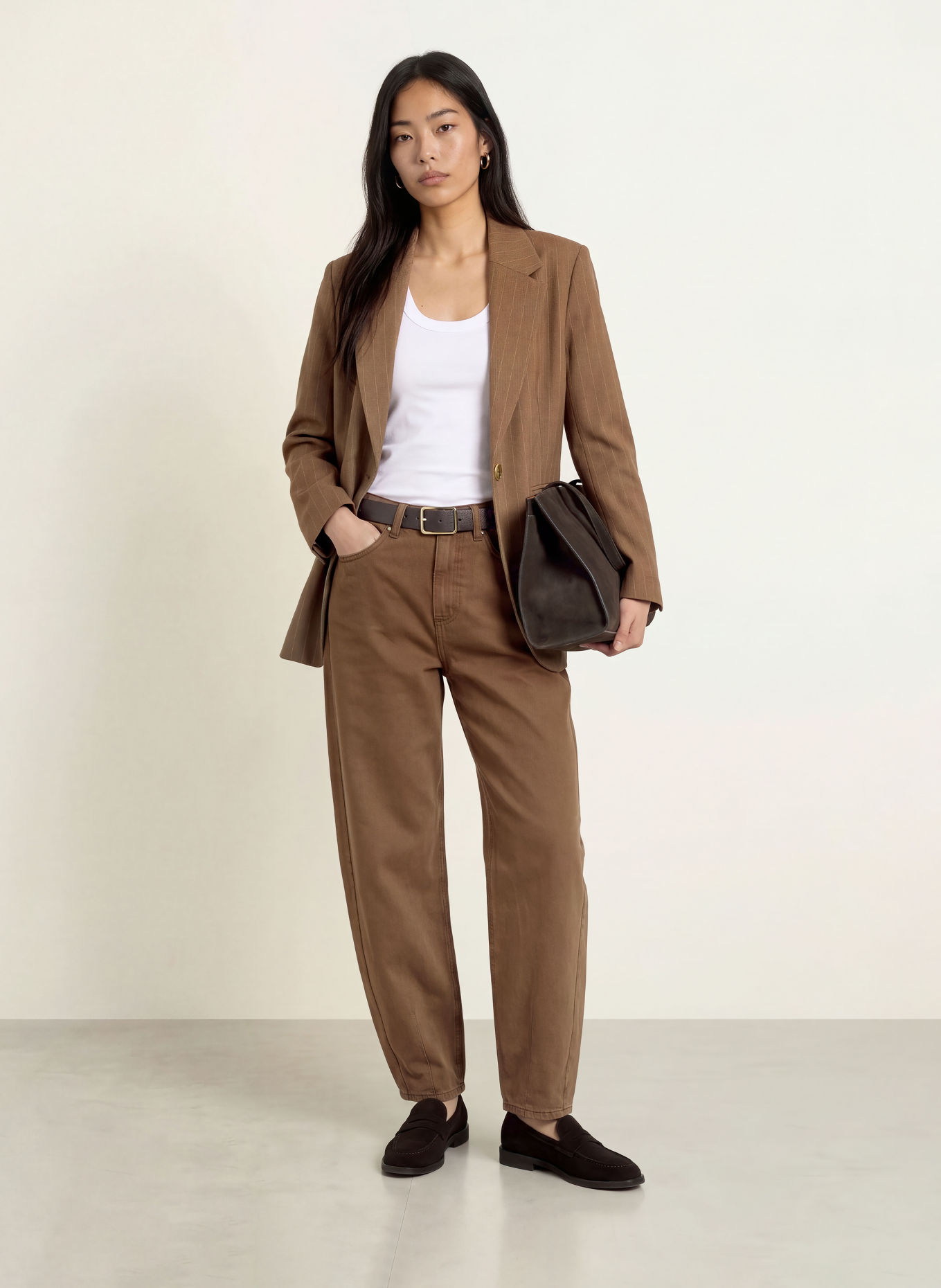 ICHI Barrel-leg jeans IHBLICH: 900012688 DENIM BROWN WASHED