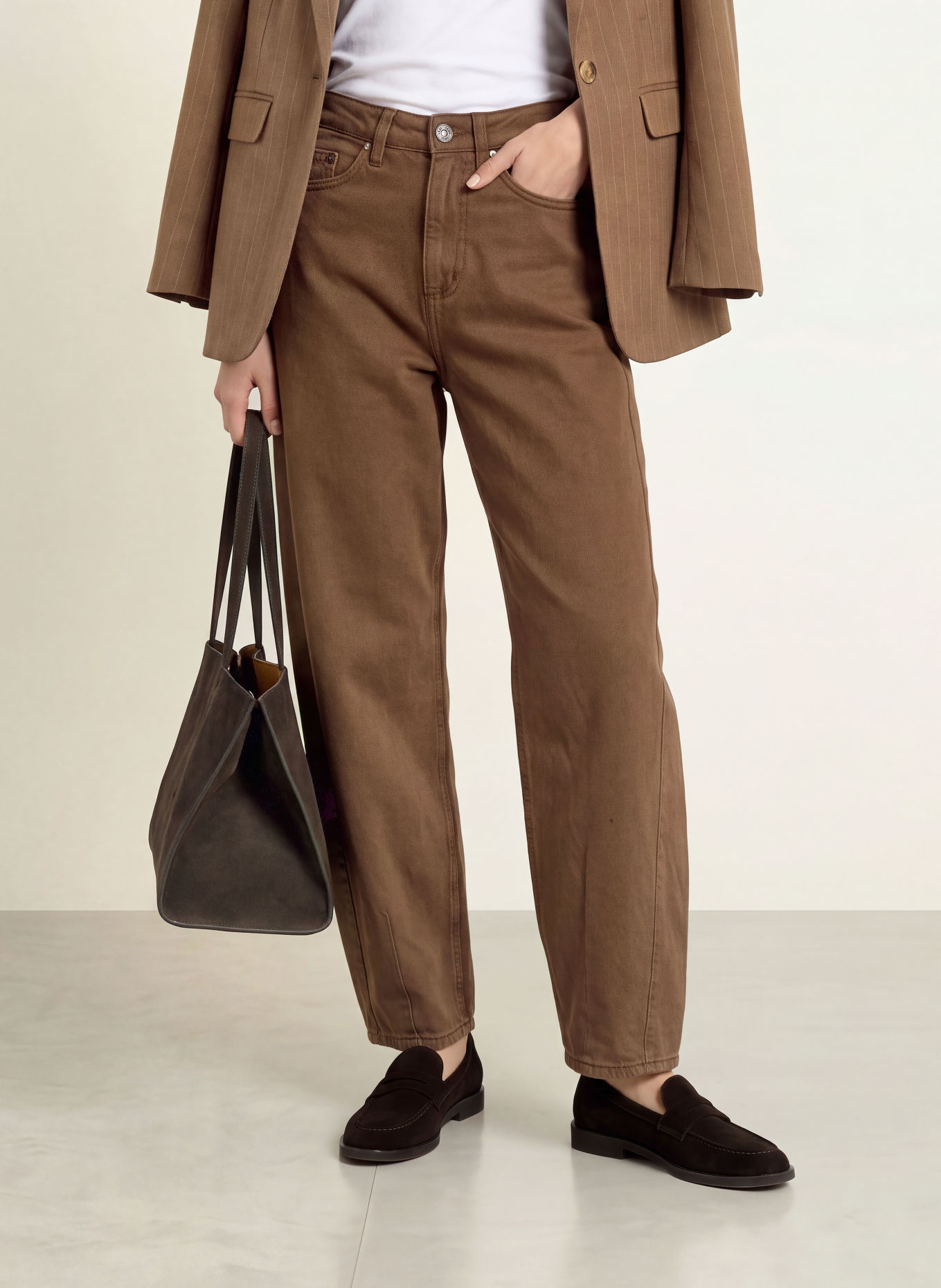 ICHI Barrel-leg jeans IHBLICH: 900012688 DENIM BROWN WASHED