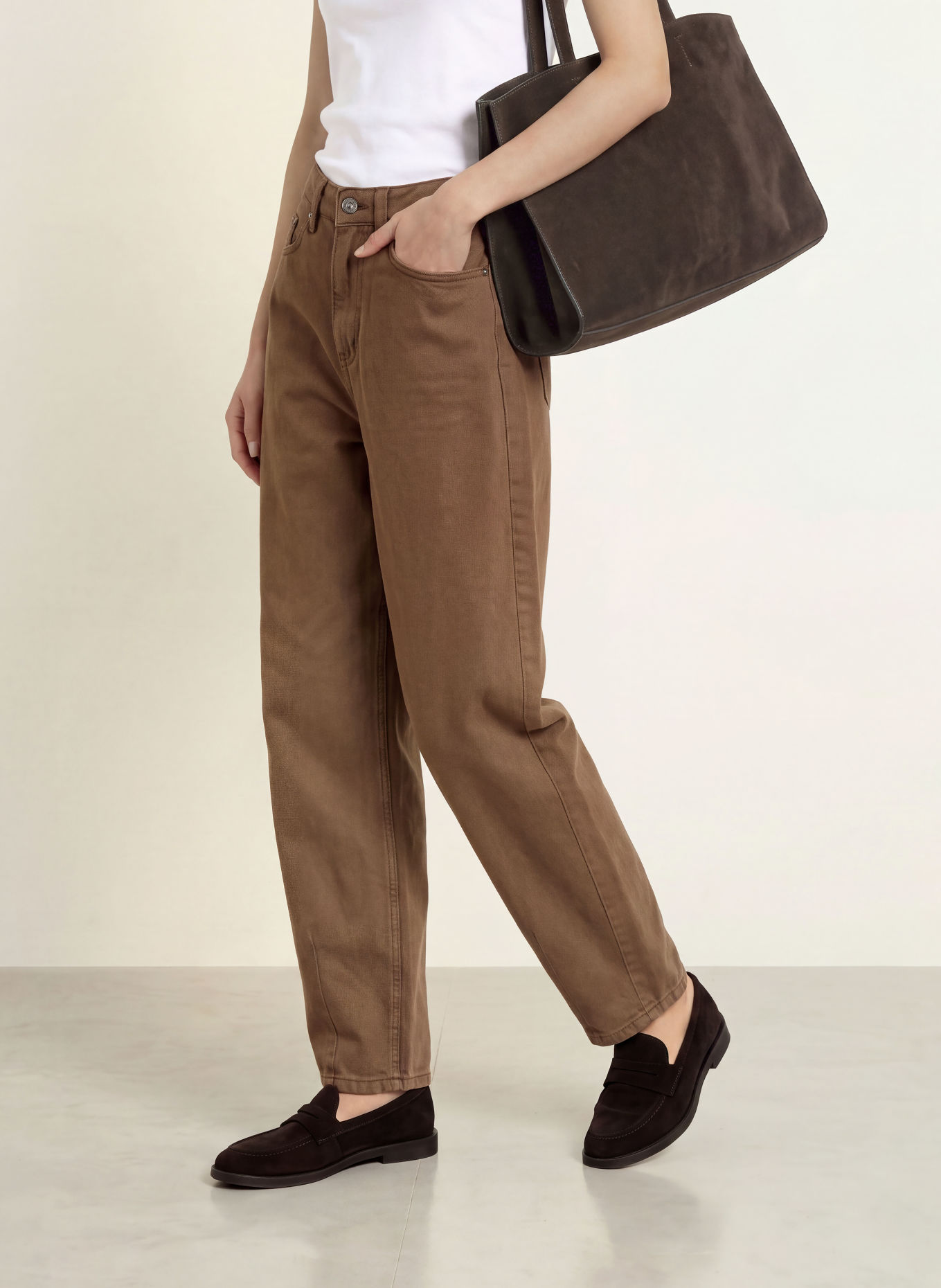 ICHI Barrel-leg jeans IHBLICH: 900012688 DENIM BROWN WASHED