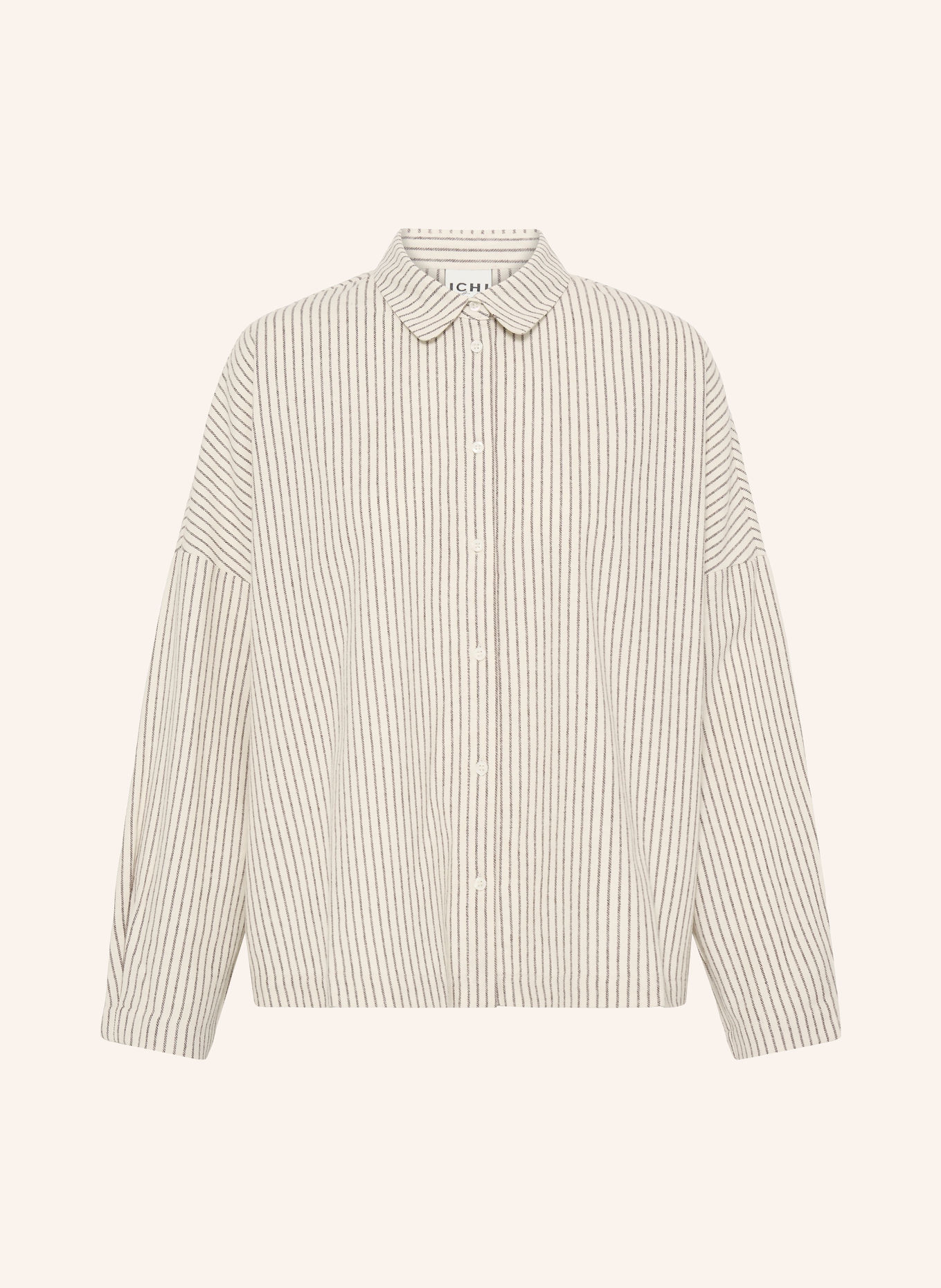 ICHI IHTAMANNA Flannel Shirt Blouse: BEIGE / DARK BROWN