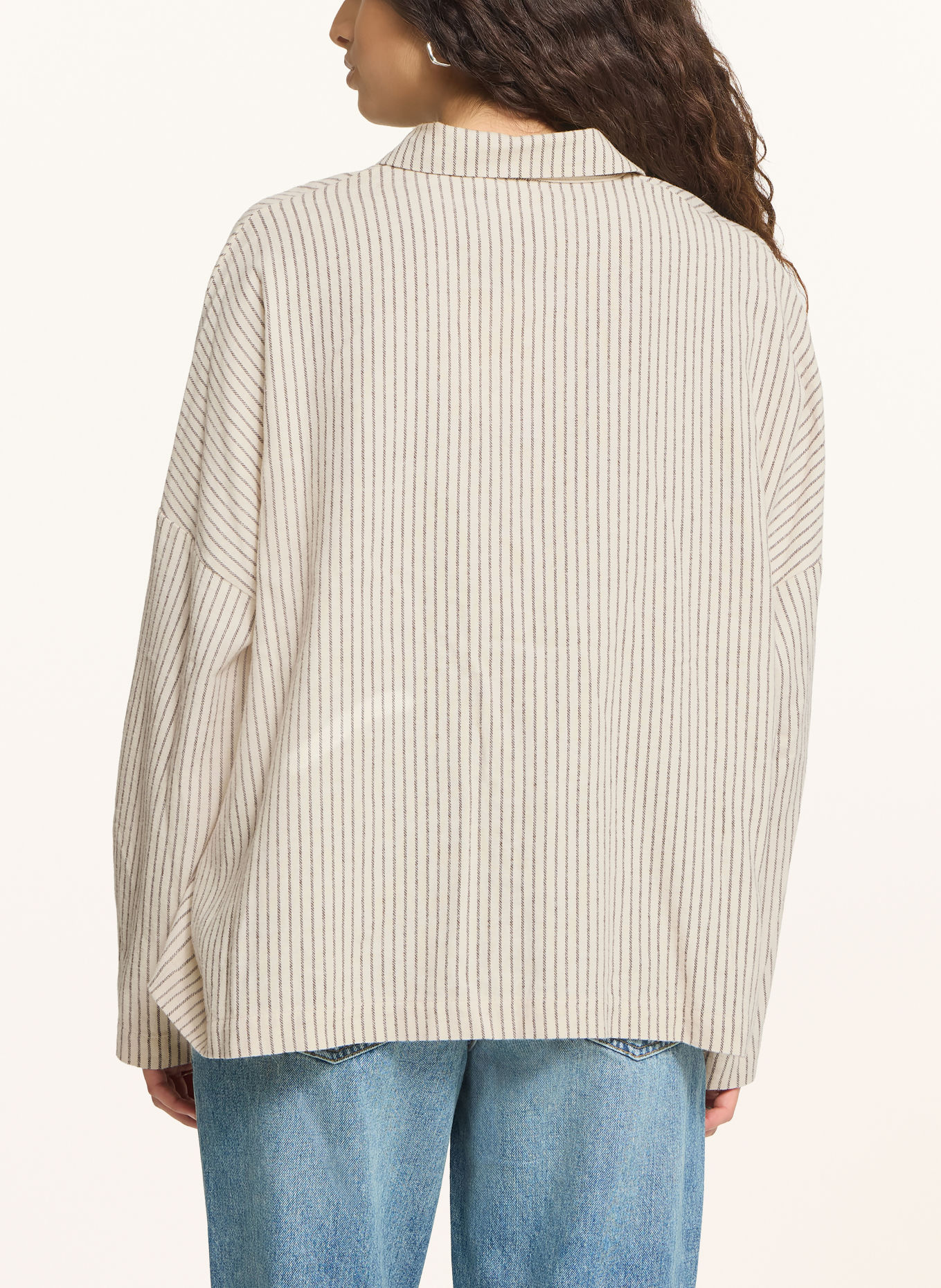 ICHI IHTAMANNA Flannel Shirt Blouse: BEIGE / DARK BROWN