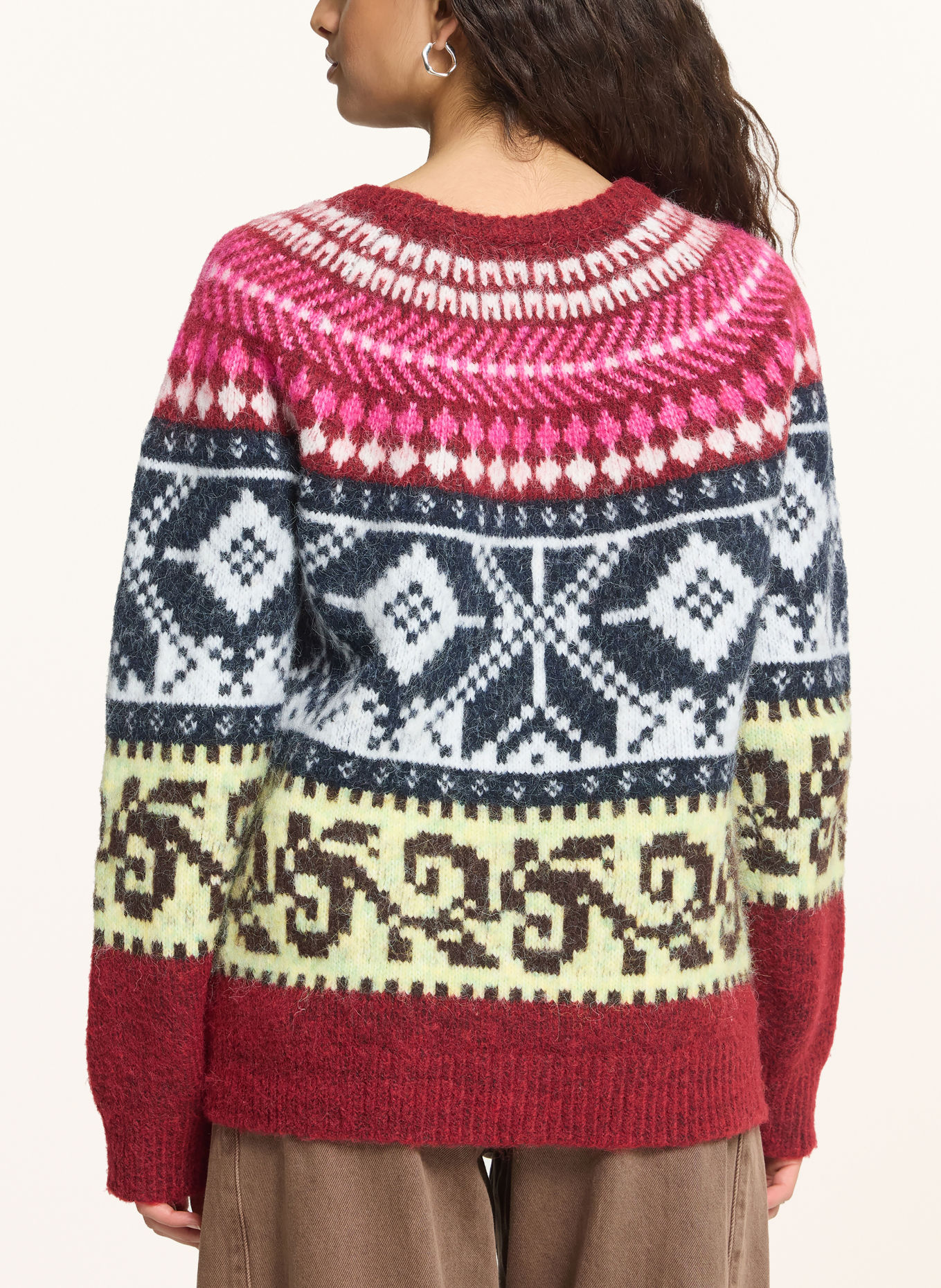 ICHI IHCYLLE Sweater: DARK RED / YELLOW / DARK BLUE