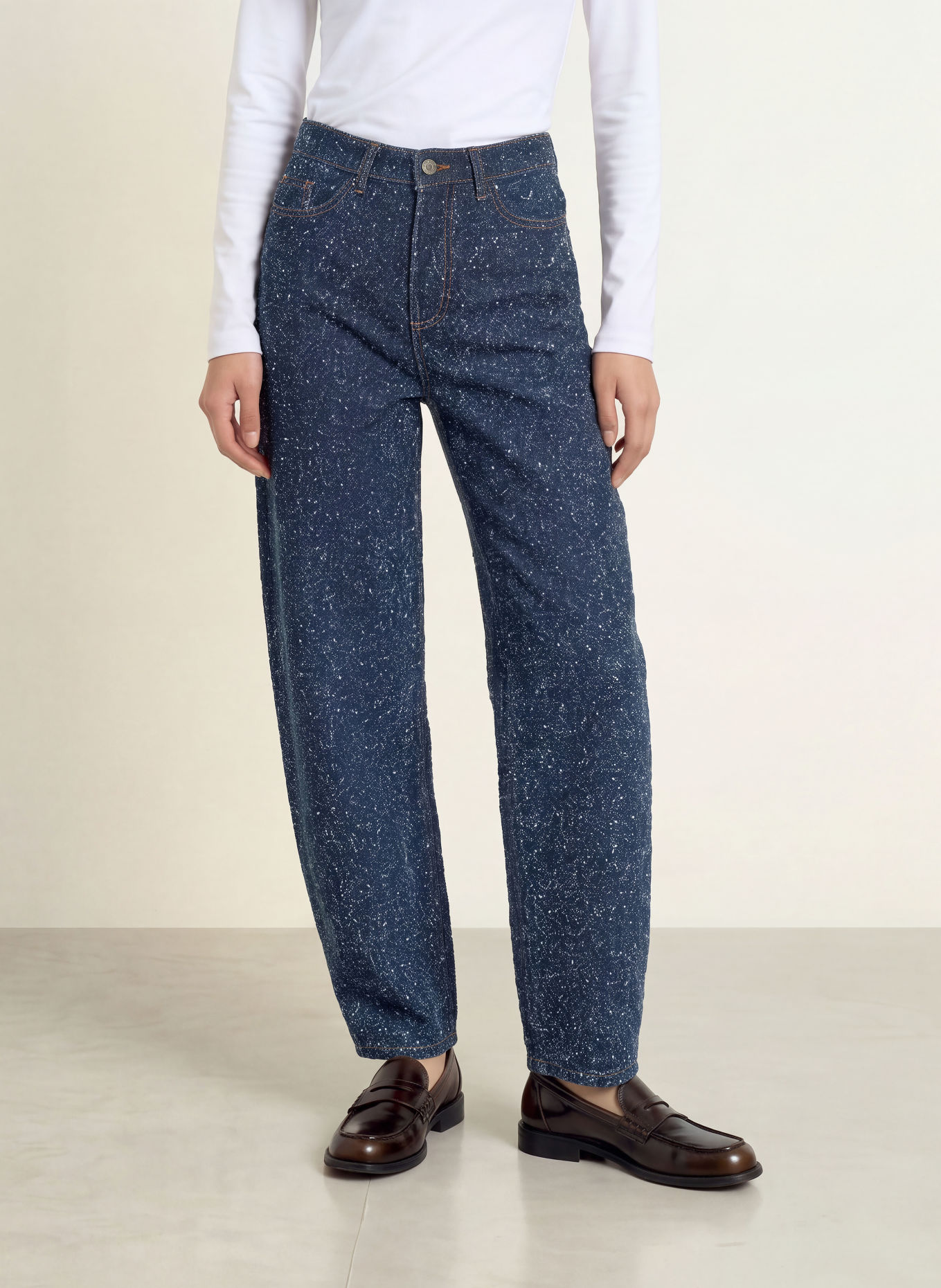 ICHI Barrel Jeans IHISALIA: 900010469 DARK BLUE BROKEN DENIM