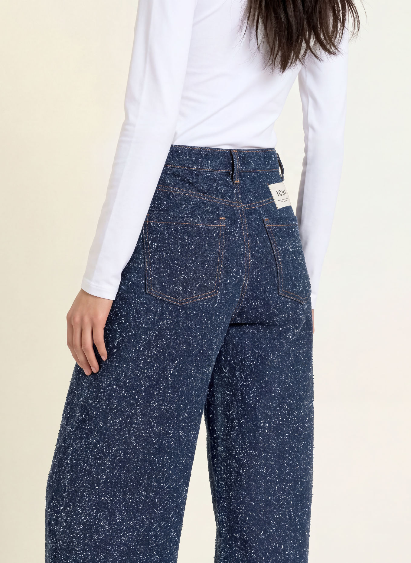 ICHI Barrel Jeans IHISALIA: 900010469 DARK BLUE BROKEN DENIM