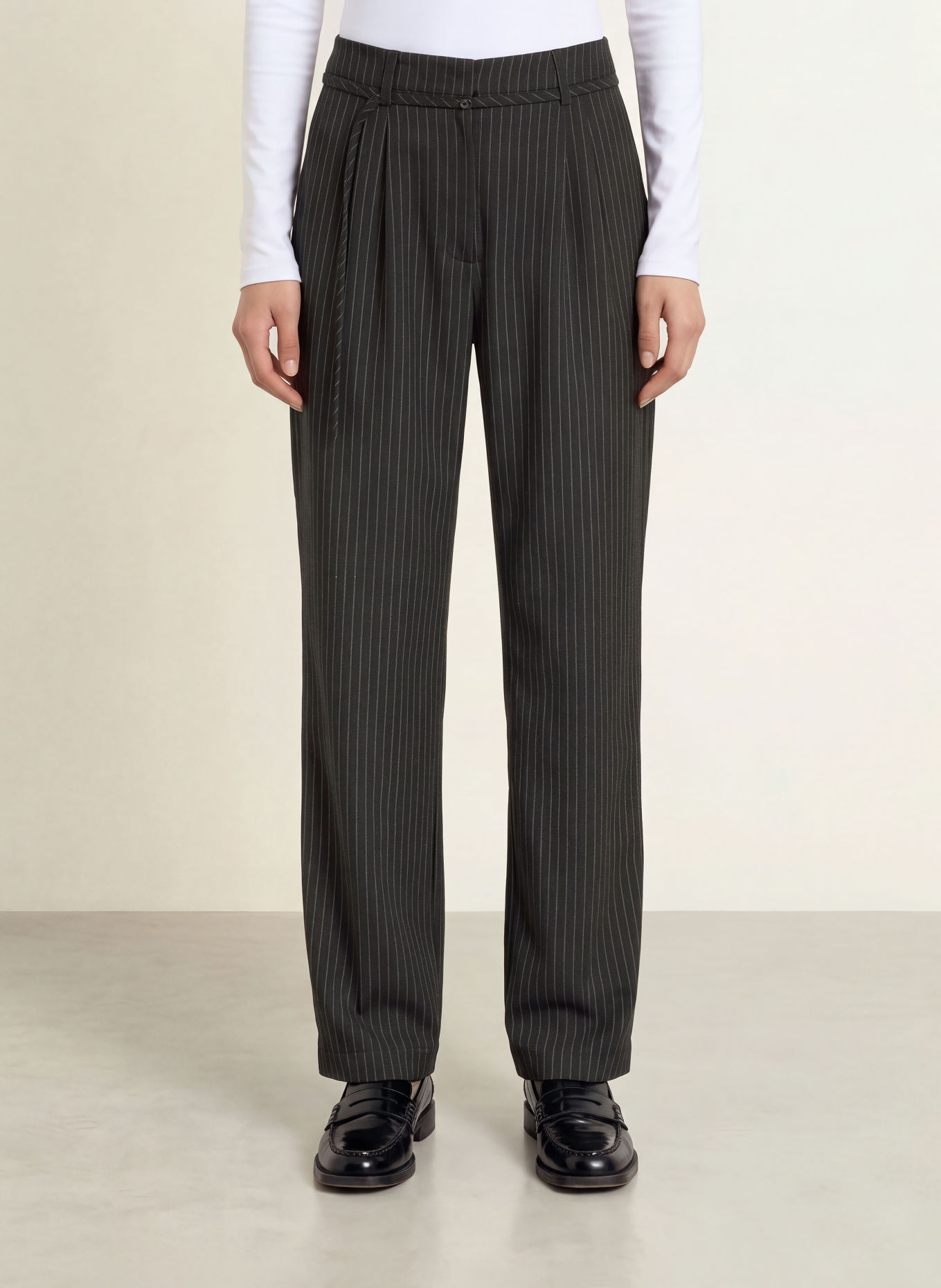 ICHI Marlenehose IHILYANA: SCHWARZ / CREME