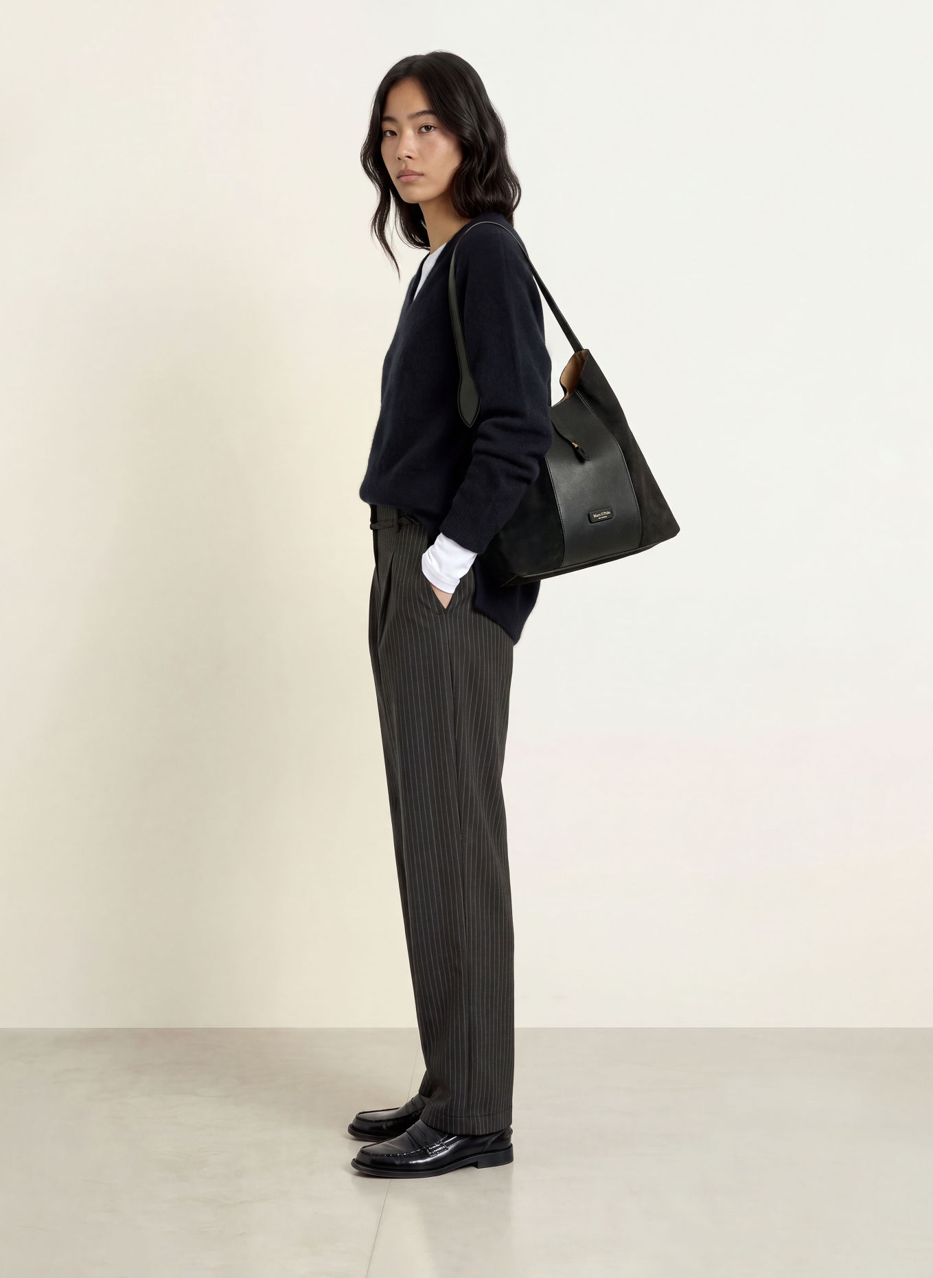 ICHI Marlenehose IHILYANA: SCHWARZ / CREME