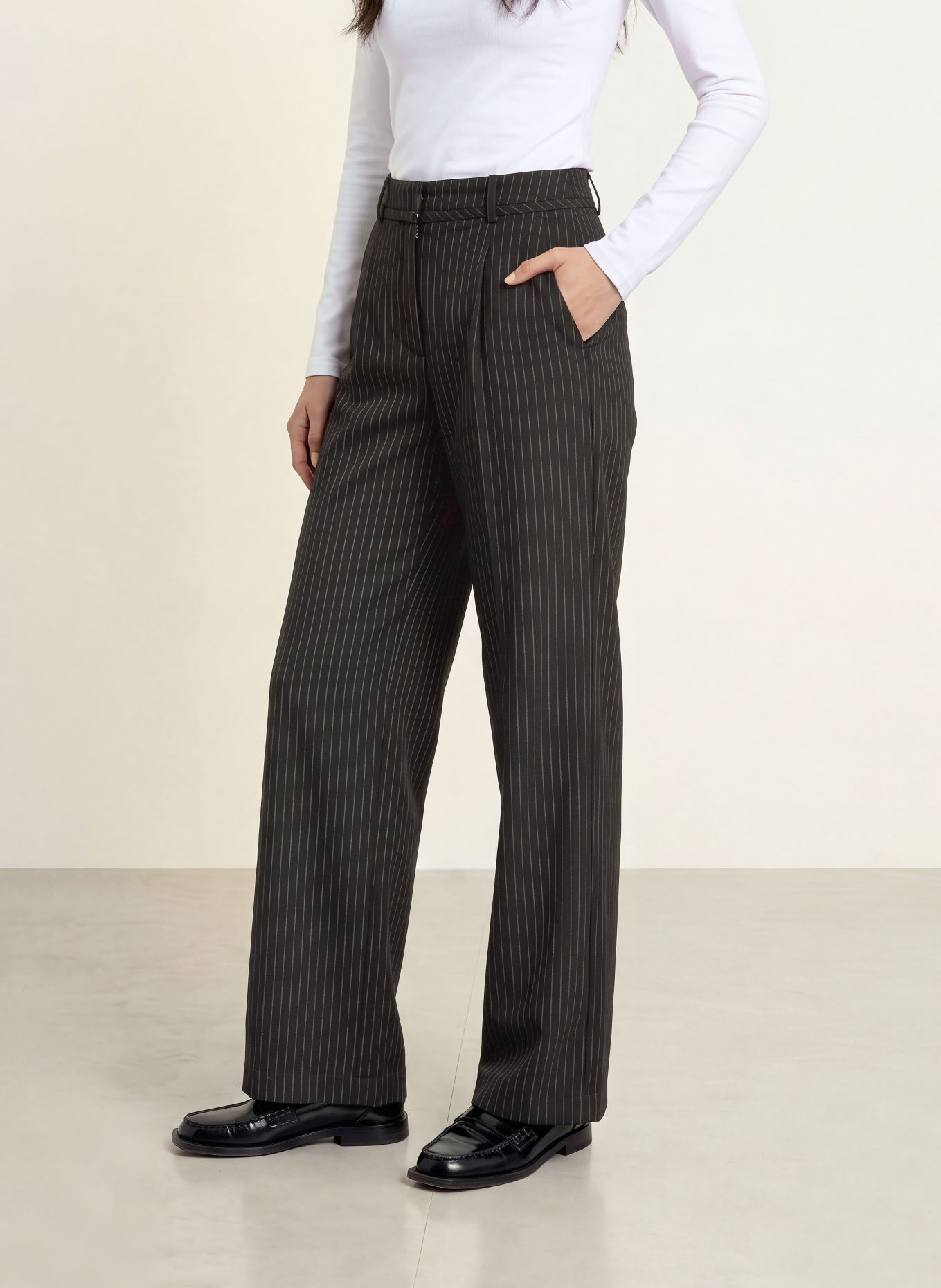 ICHI Marlenehose IHILYANA: SCHWARZ / CREME
