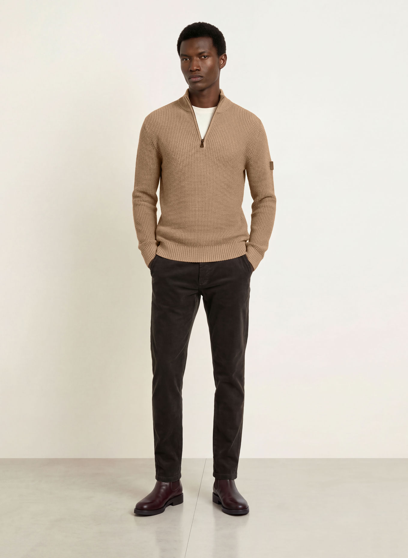 JOOP! JEANS Half-zip sweater HONRIO Turtleneck: BEIGE