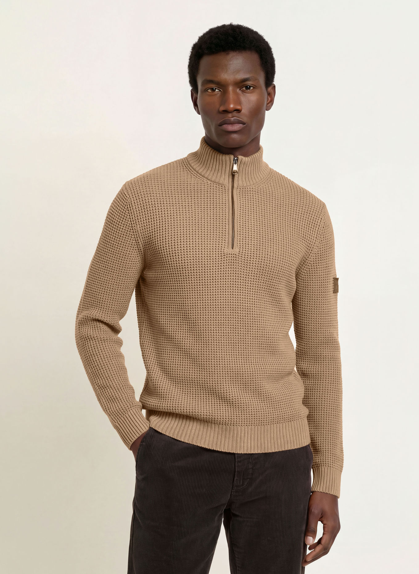 JOOP! JEANS Half-zip sweater HONRIO Turtleneck: BEIGE
