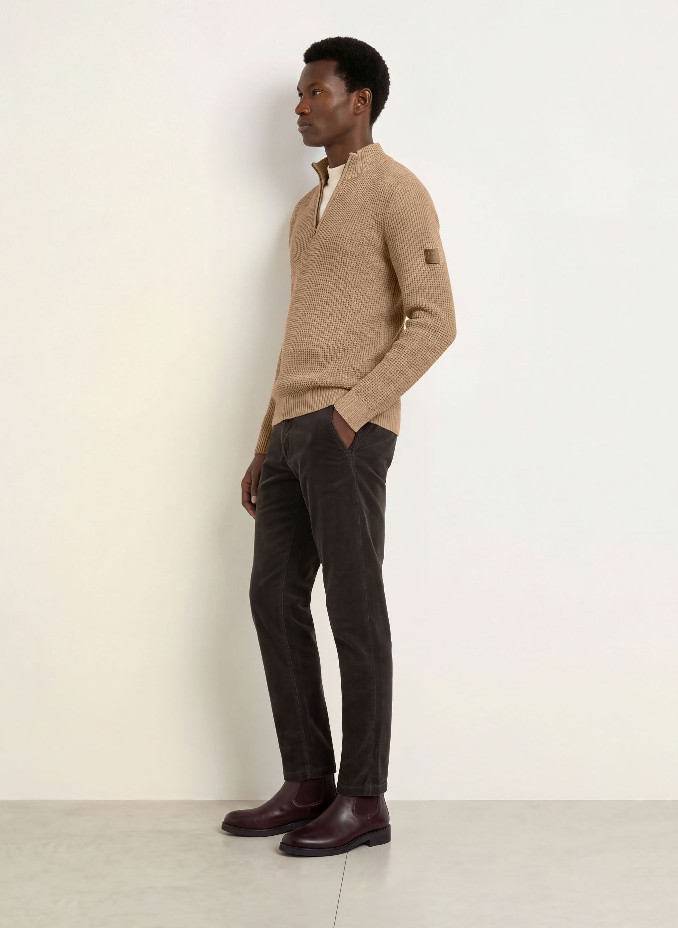 JOOP! JEANS Half-zip sweater HONRIO Turtleneck: BEIGE