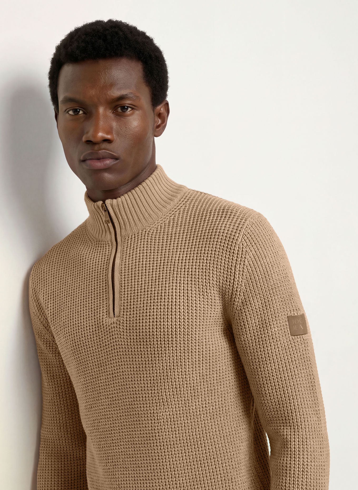 JOOP! JEANS Half-zip sweater HONRIO Turtleneck: BEIGE