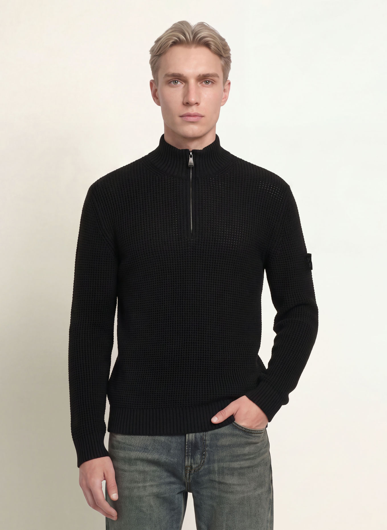 JOOP! JEANS Half-zip sweater HONRIO Turtleneck: BLACK
