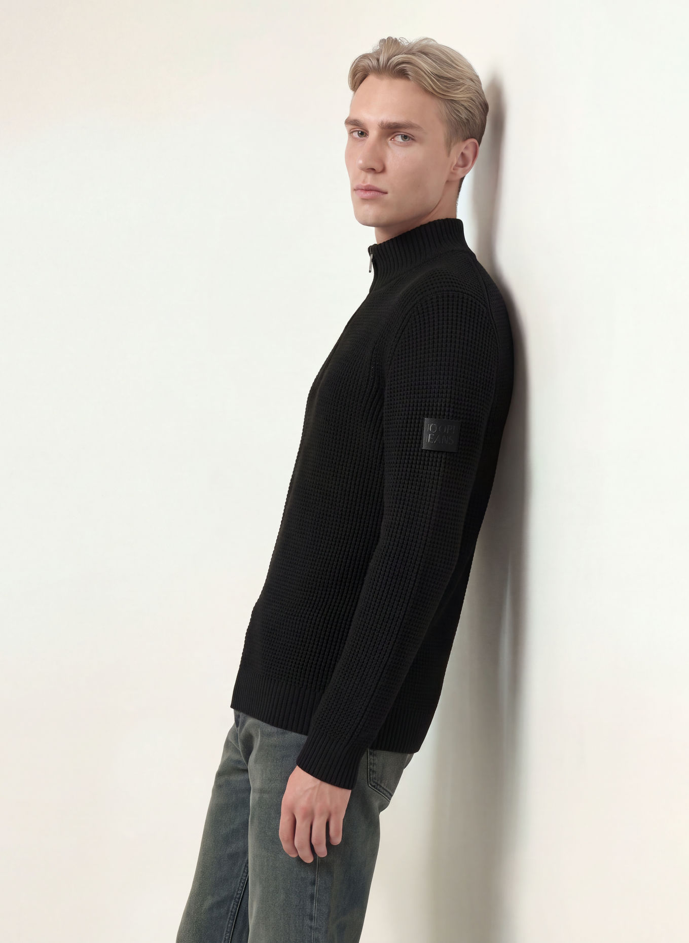 JOOP! JEANS Half-zip sweater HONRIO Turtleneck: BLACK