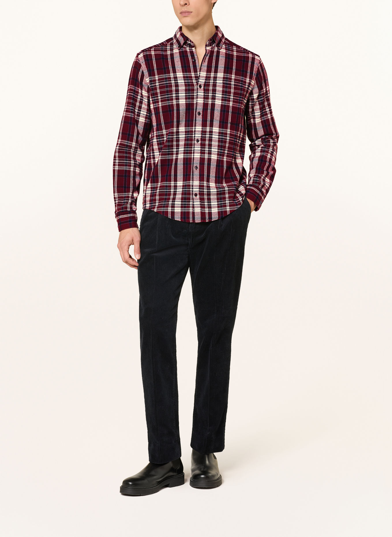 JOOP! JEANS Flanellskjorte HALI Regular Fit: MØRKERØD / MØRKEBLÅ / HVID