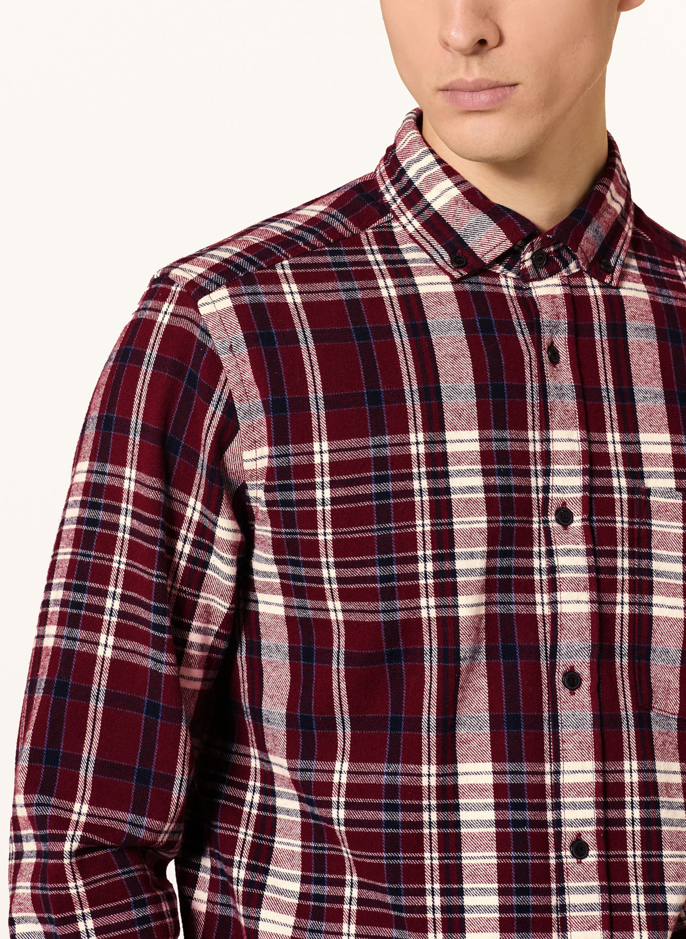 JOOP! JEANS Flanellskjorte HALI Regular Fit: MØRKERØD / MØRKEBLÅ / HVID