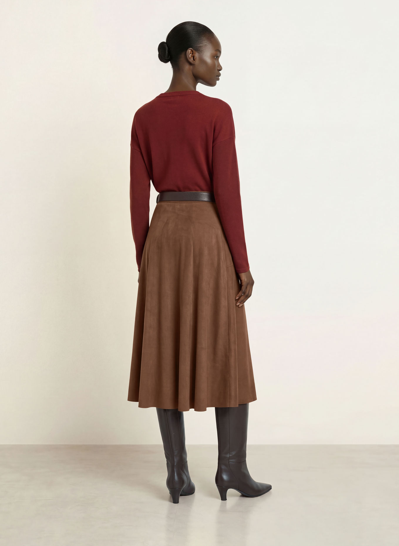 RAFFAELLO ROSSI FENJA Leather-Look Skirt: DARK BROWN