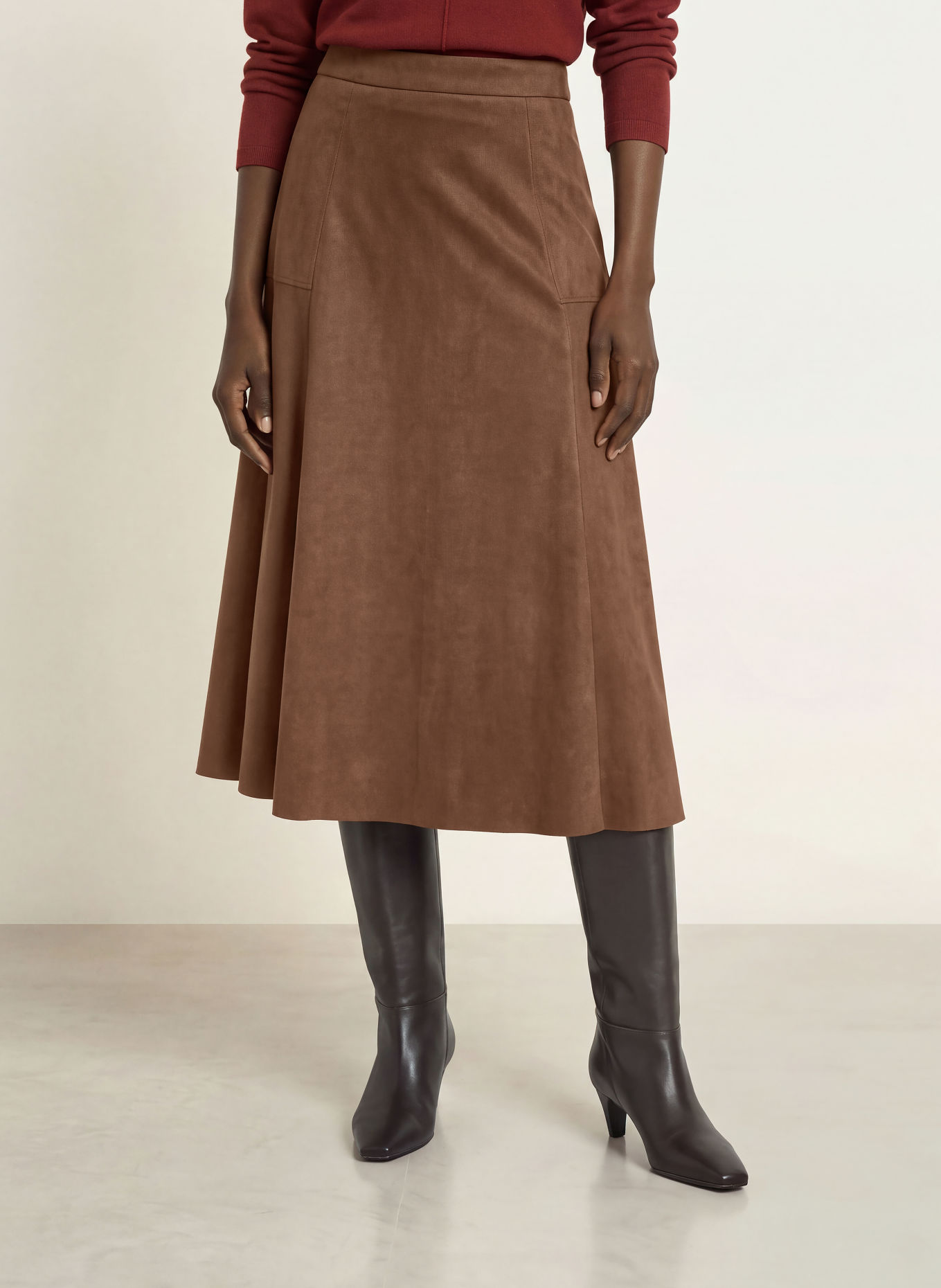 RAFFAELLO ROSSI FENJA Leather-Look Skirt: DARK BROWN