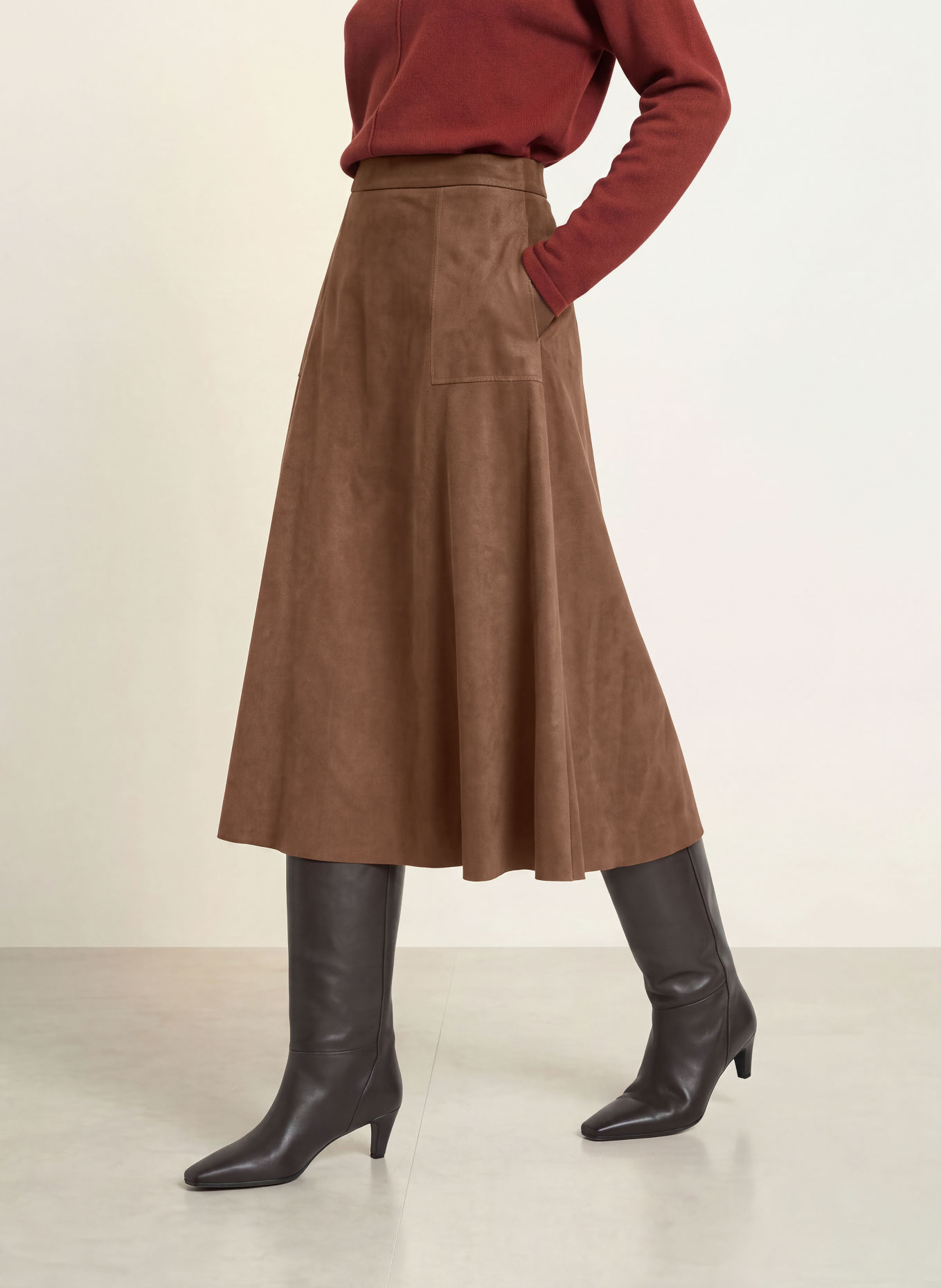 RAFFAELLO ROSSI FENJA Leather-Look Skirt: DARK BROWN