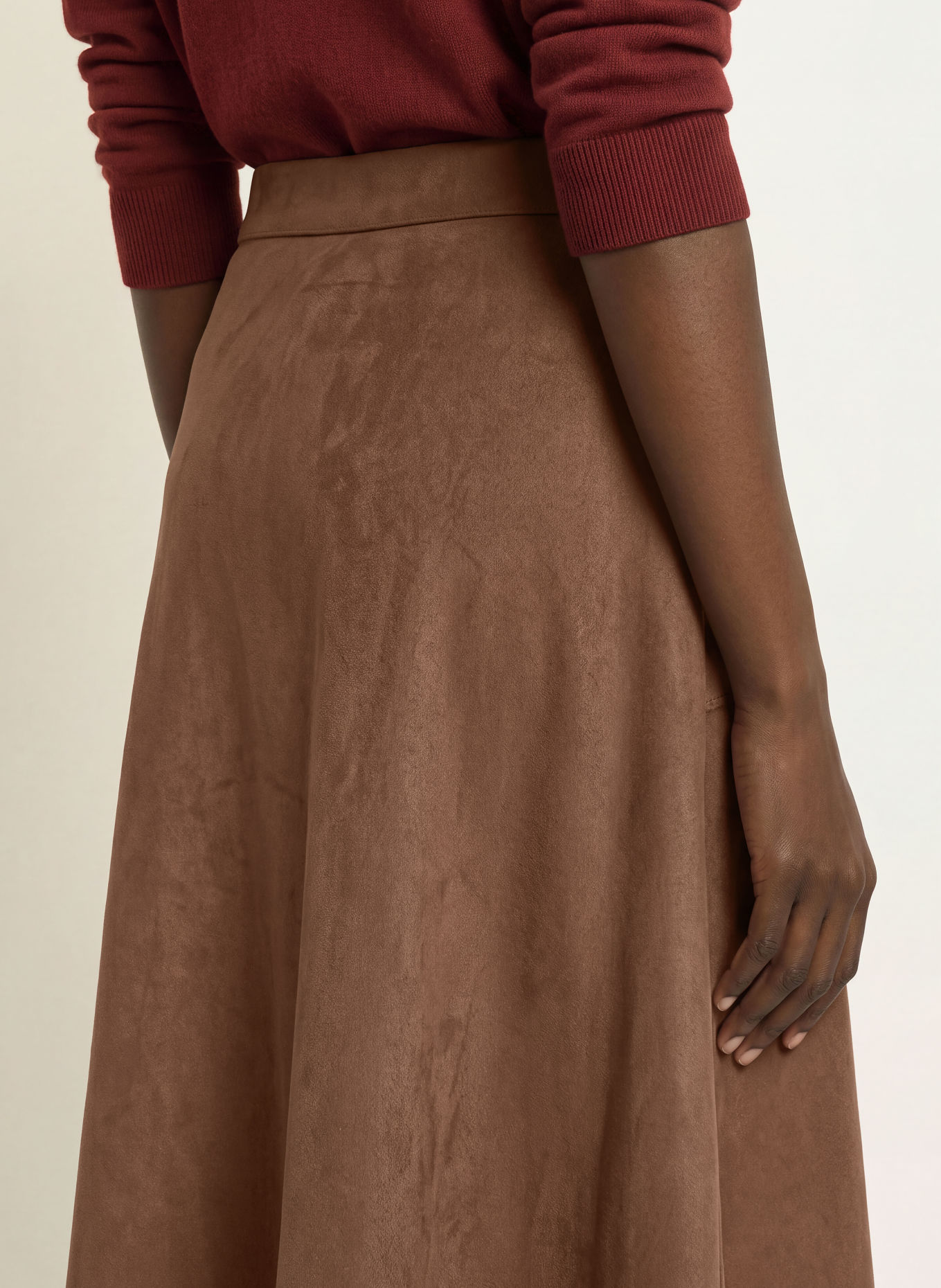 RAFFAELLO ROSSI FENJA Leather-Look Skirt: DARK BROWN