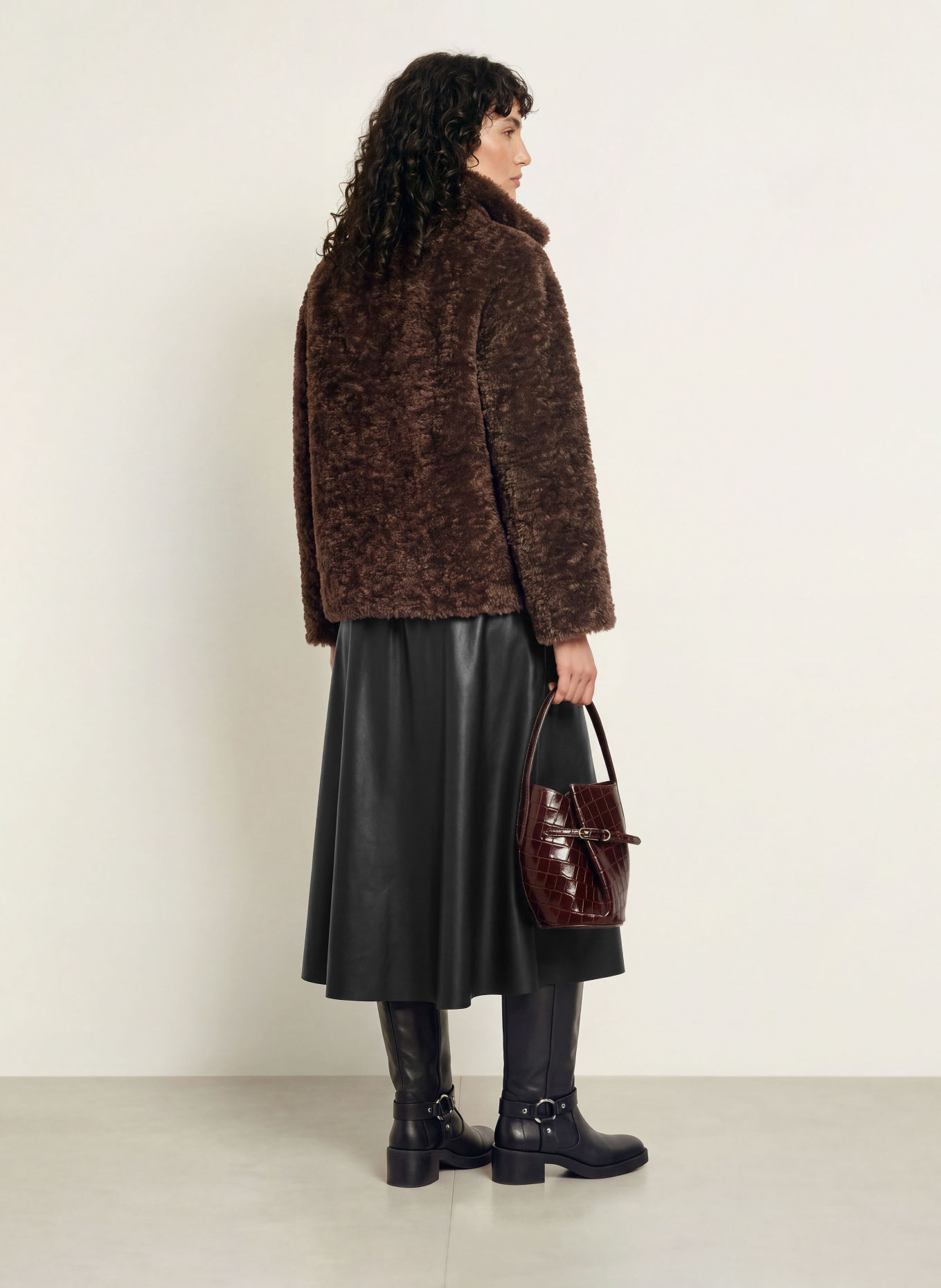 RAFFAELLO ROSSI SMEA Leather-Look Skirt: BLACK