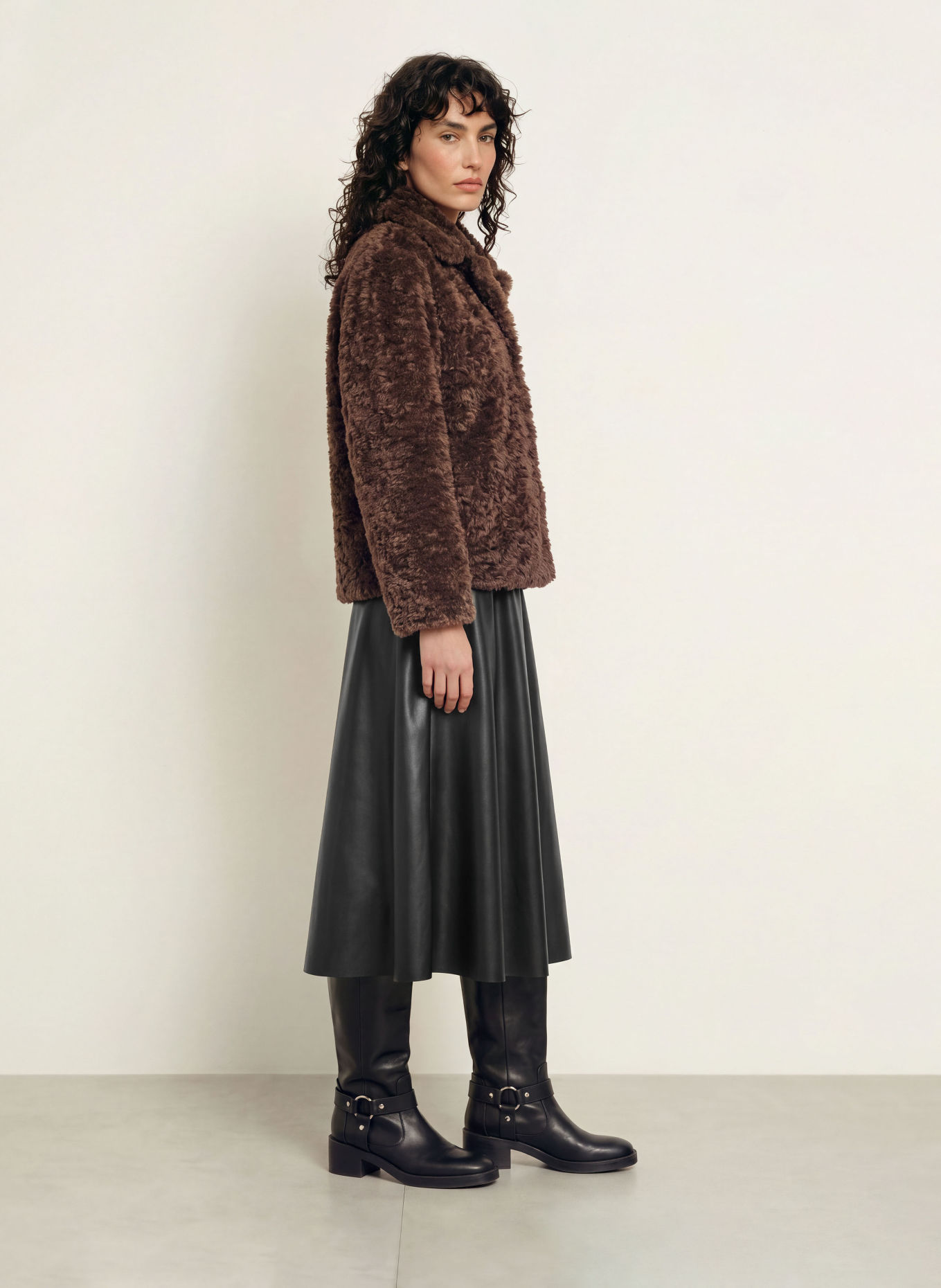 RAFFAELLO ROSSI SMEA Leather-Look Skirt: BLACK