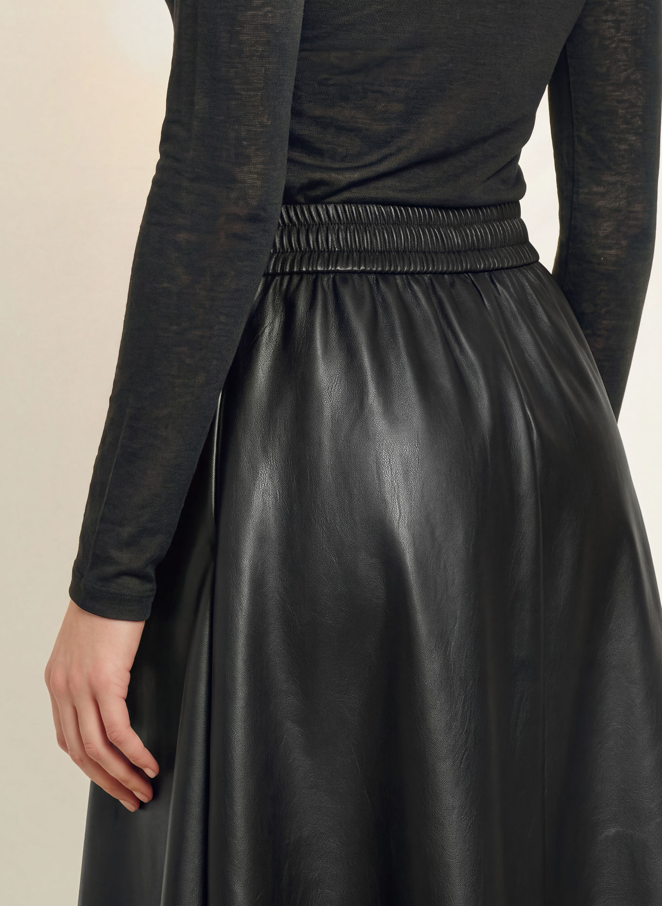 RAFFAELLO ROSSI SMEA Leather-Look Skirt: BLACK