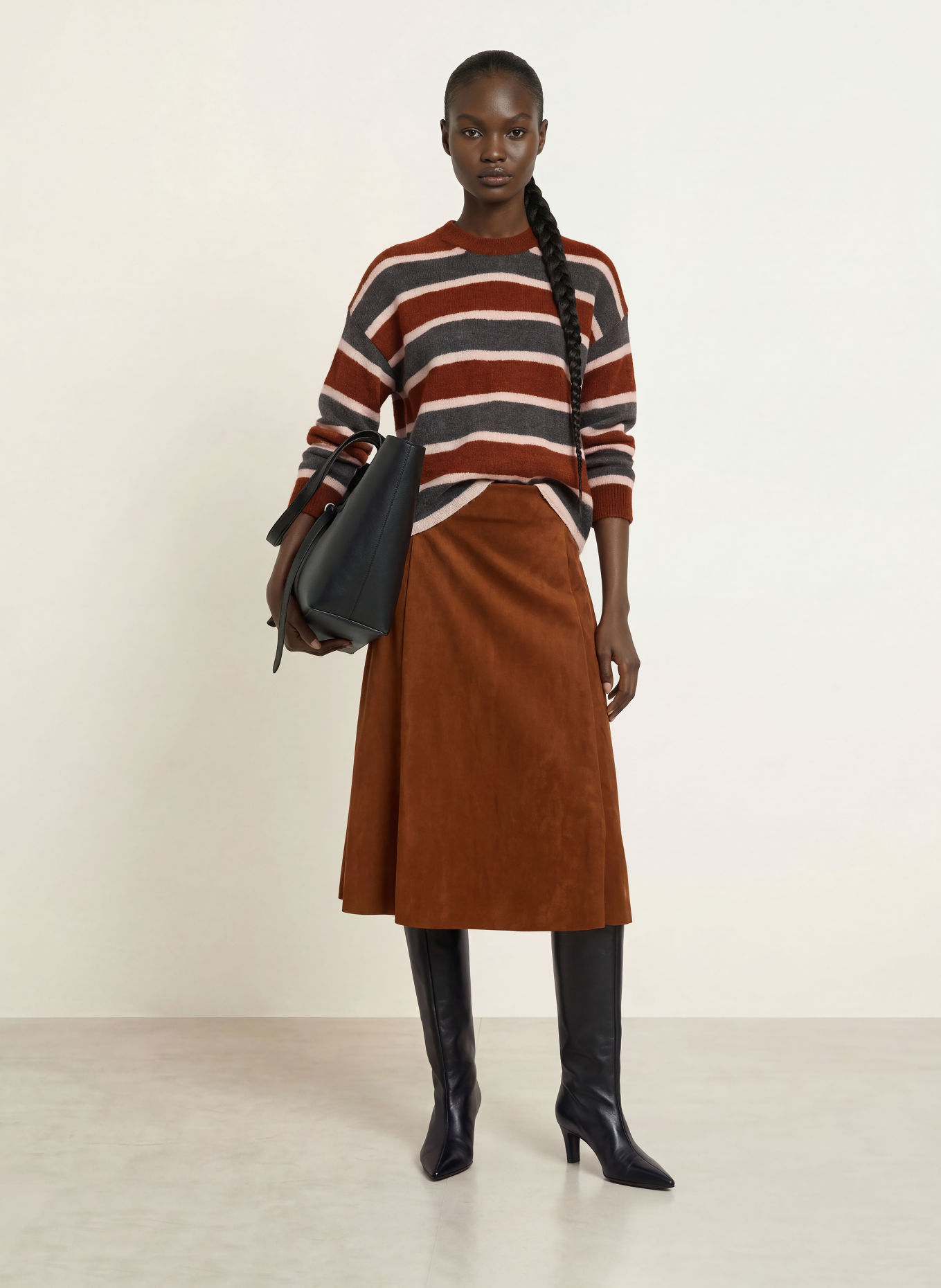 DRYKORN MALESE Sweater with Alpaca: BROWN / CREAM / BLUE GRAY