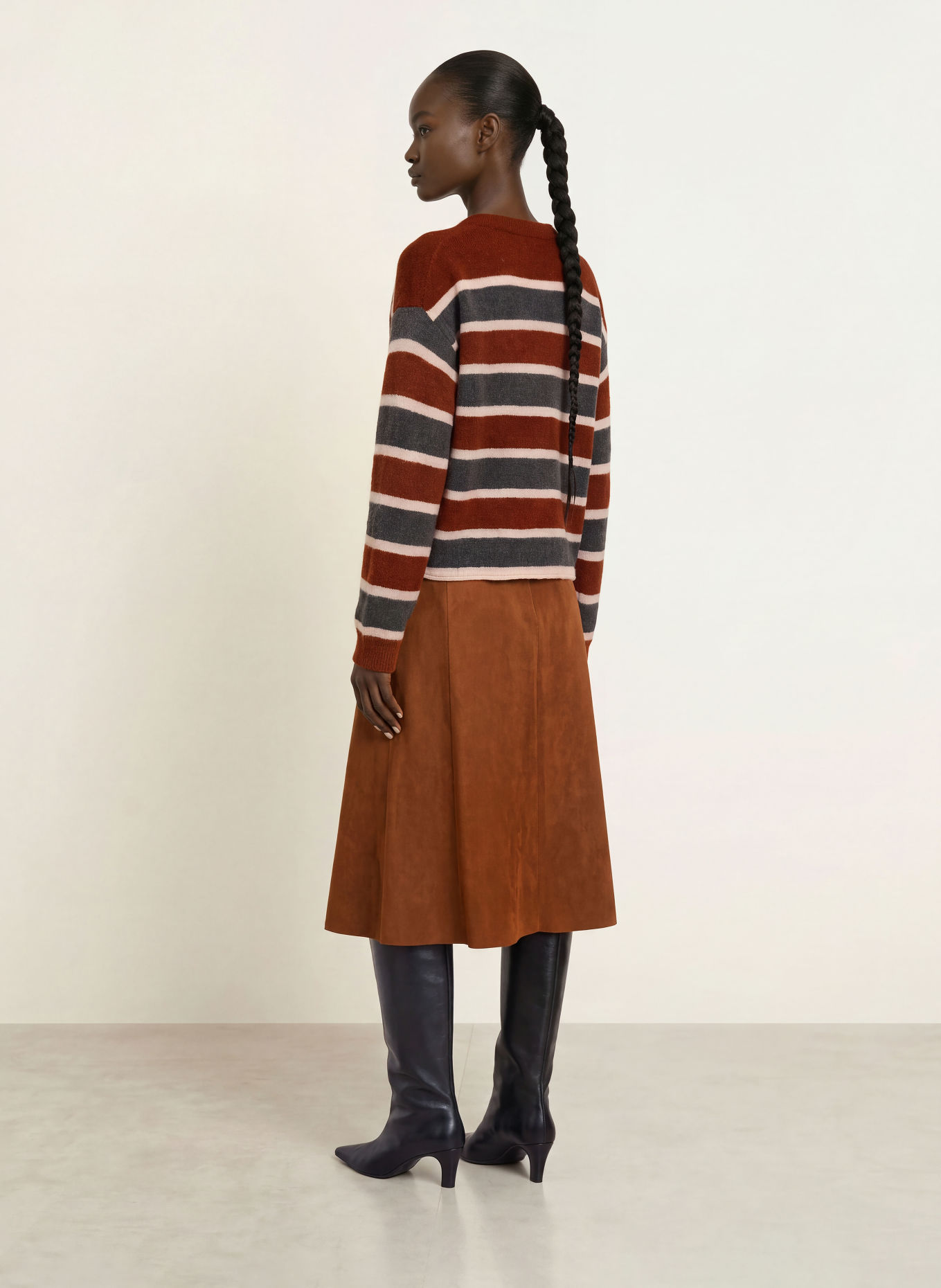 DRYKORN MALESE Sweater with Alpaca: BROWN / CREAM / BLUE GRAY