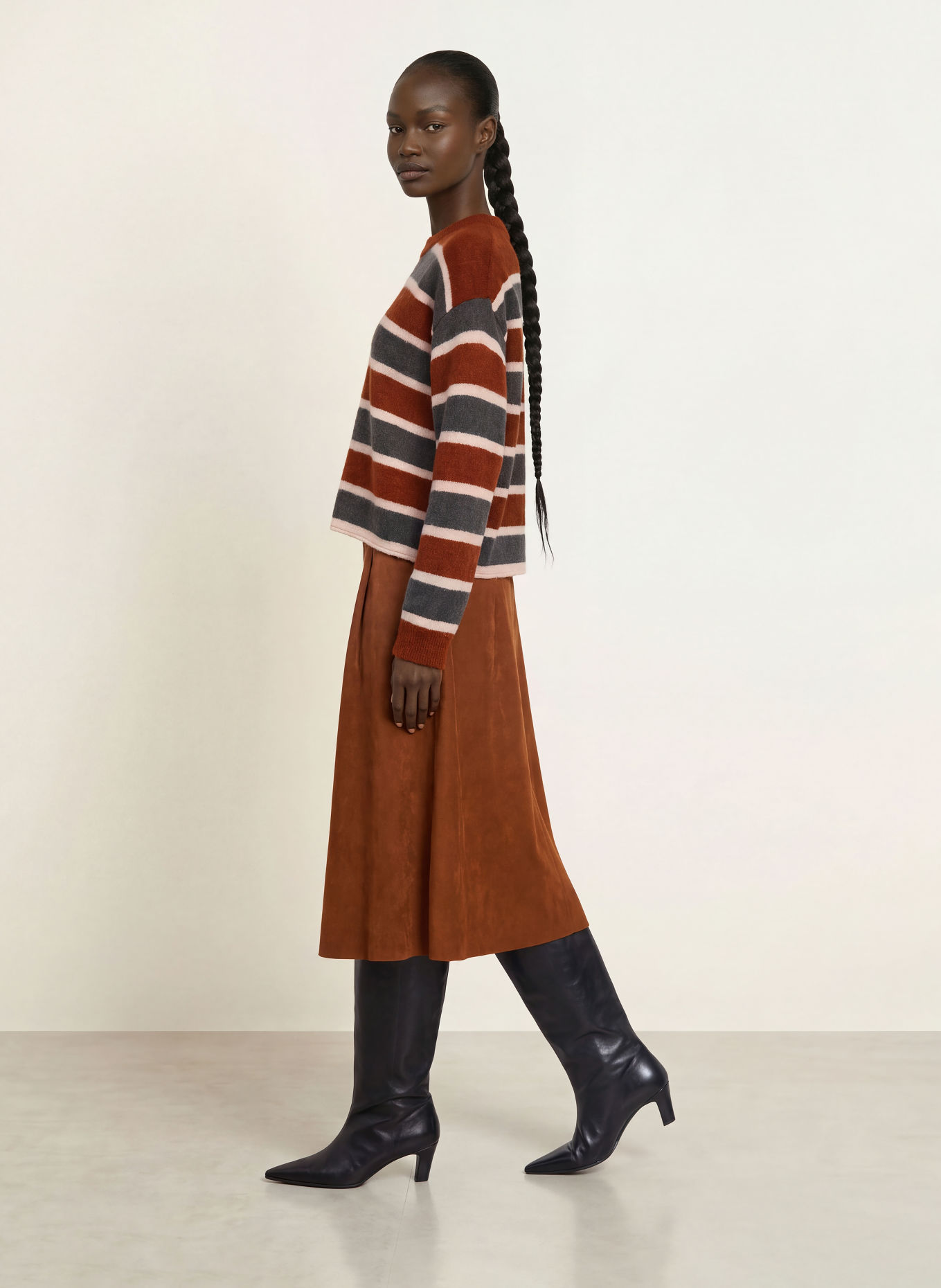 DRYKORN MALESE Sweater with Alpaca: BROWN / CREAM / BLUE GRAY