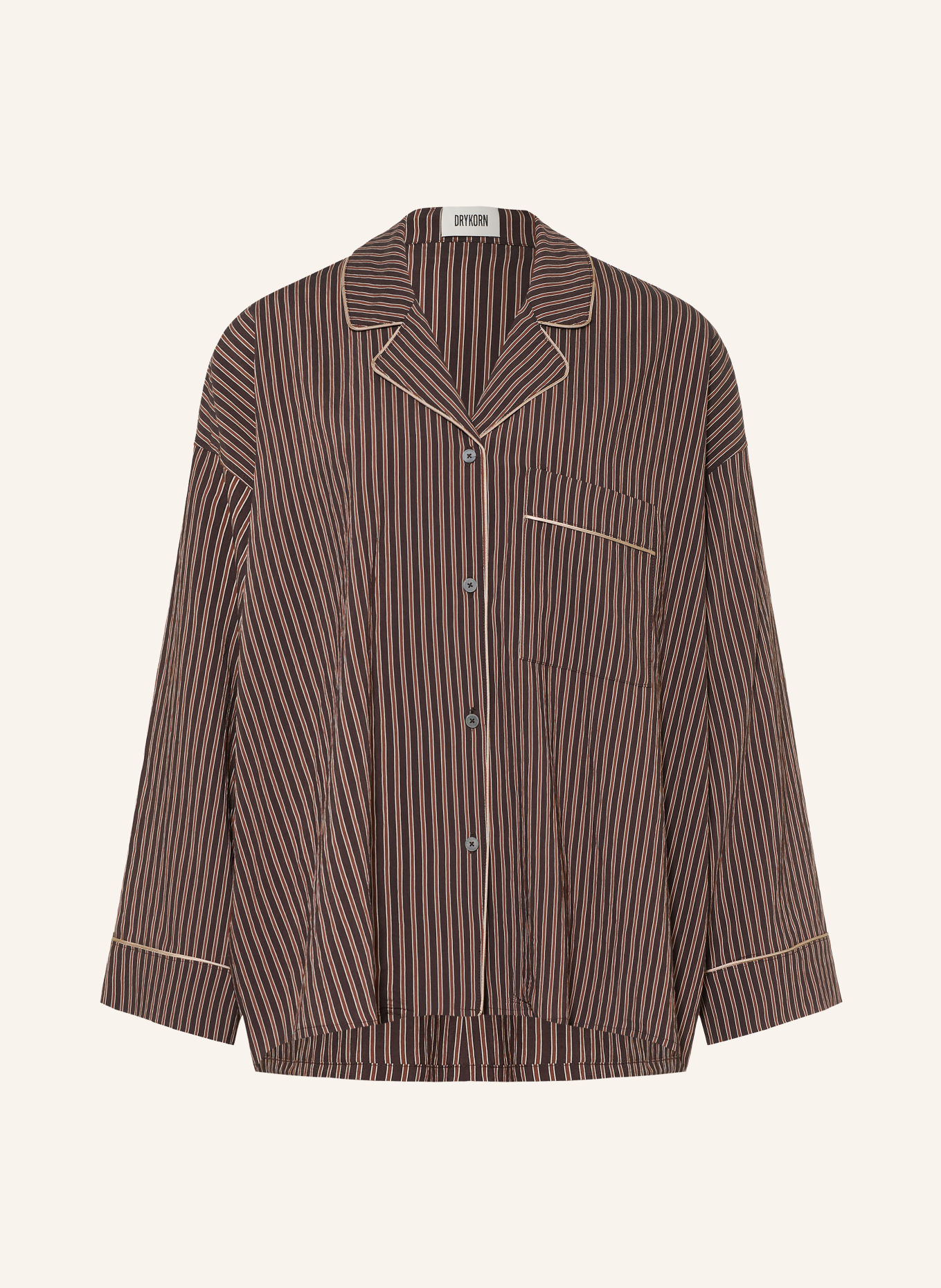 DRYKORN Hemdbluse HELINA: DUNKELBRAUN / BRAUN / WEISS