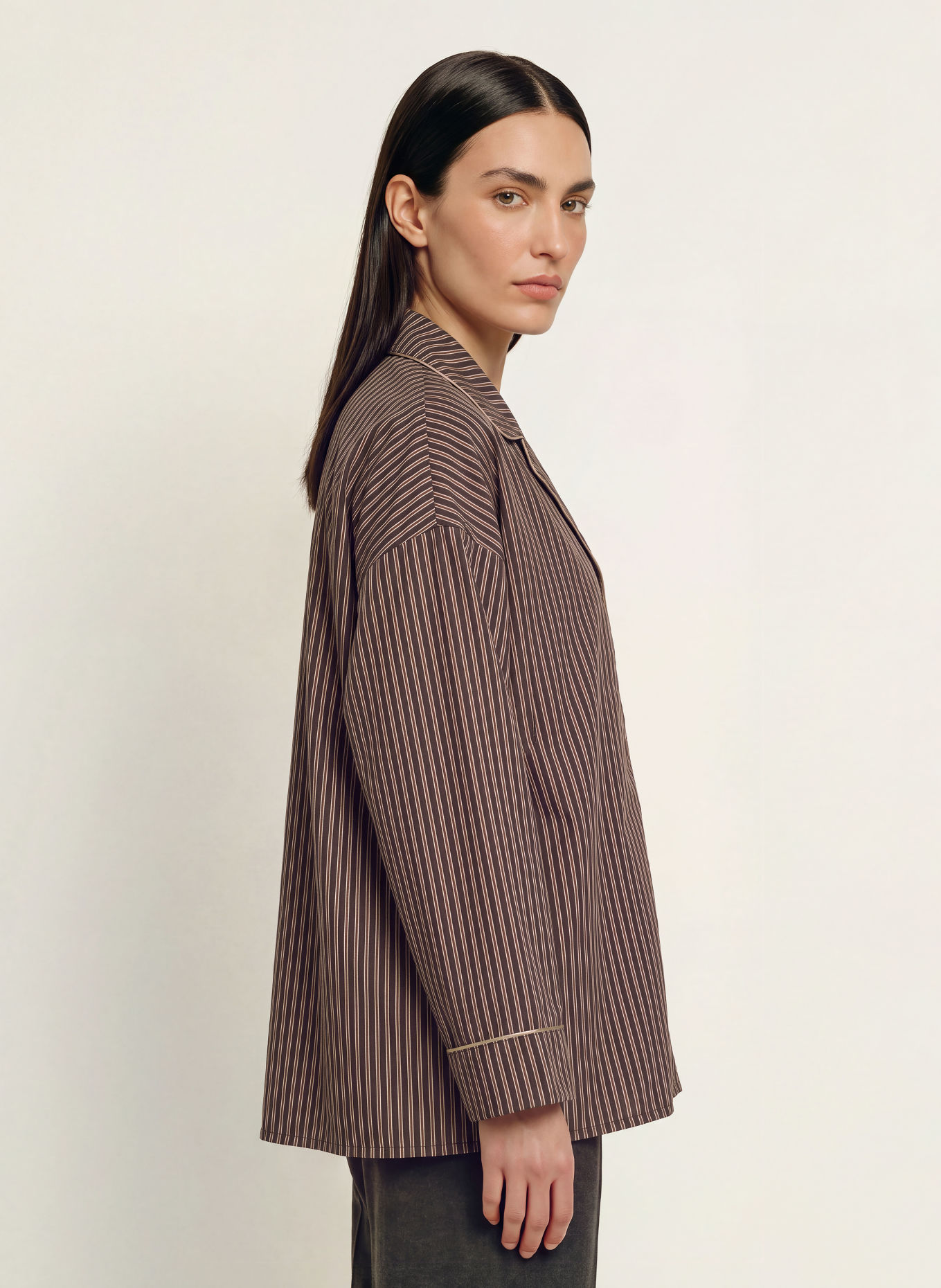DRYKORN Hemdbluse HELINA: DUNKELBRAUN / BRAUN / WEISS