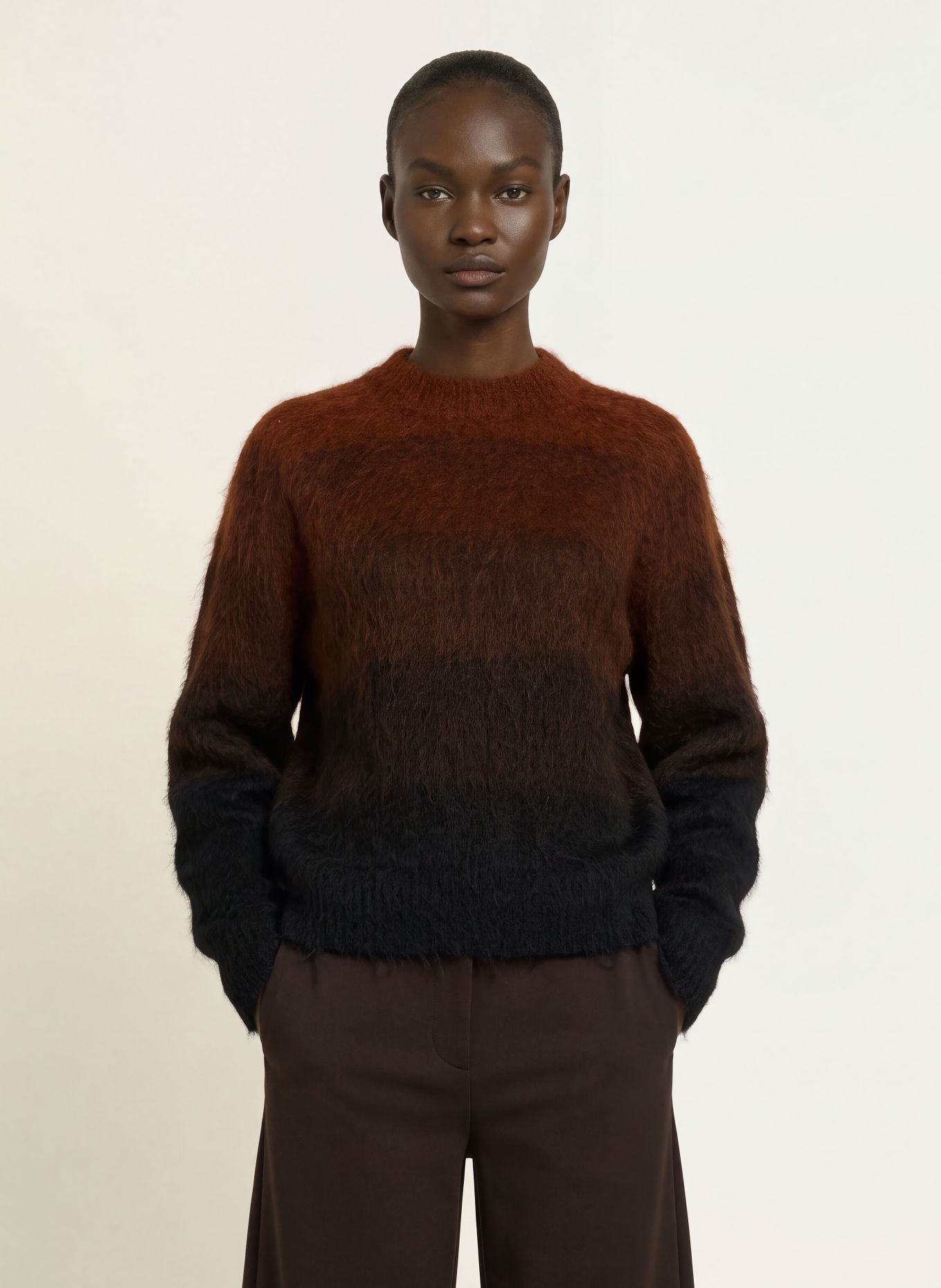 DRYKORN GINNIFER Sweater with Alpaca: BROWN / DARK BROWN / BLACK