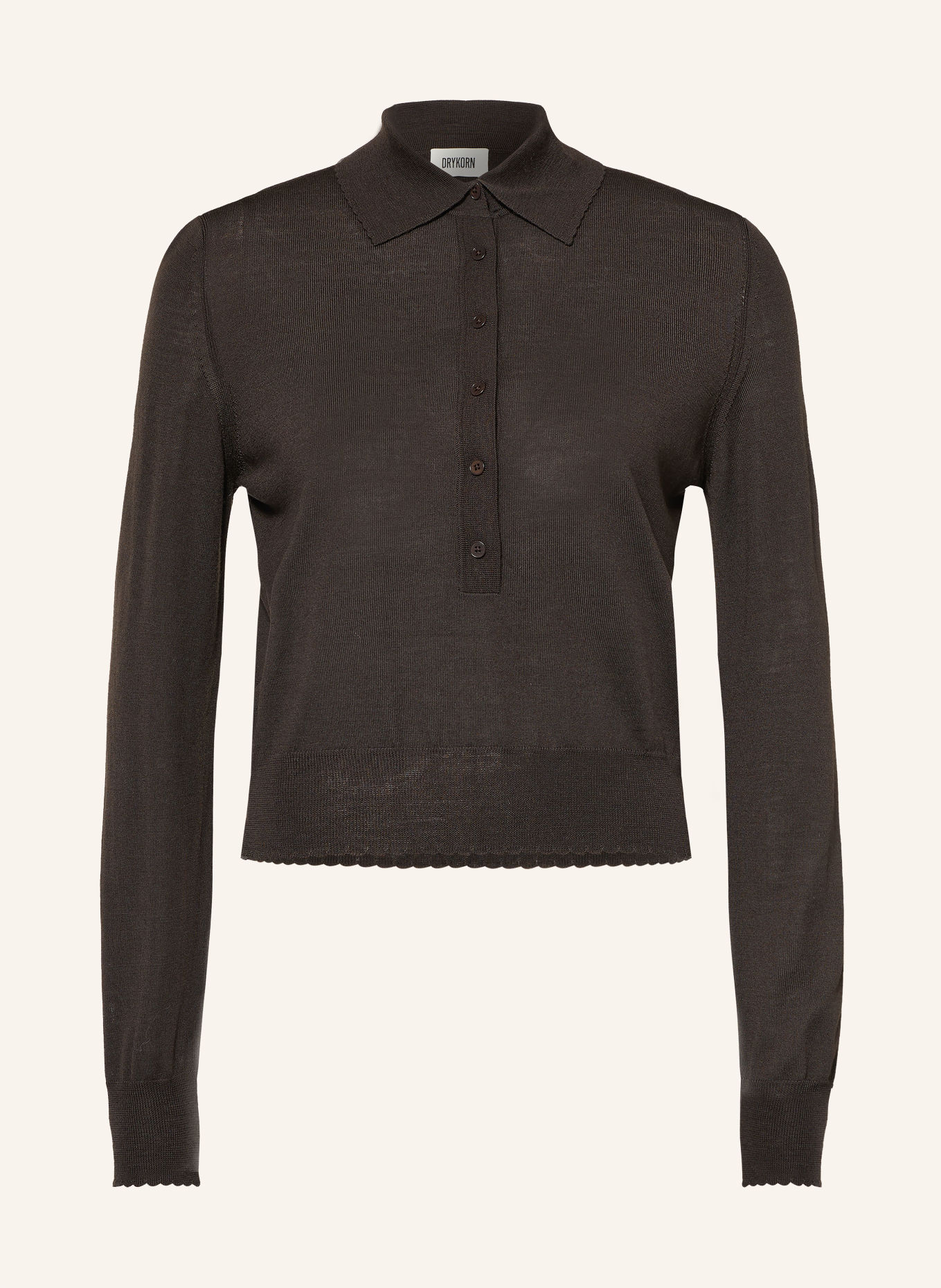DRYKORN MYNERVA Knit polo shirt: DARK BROWN
