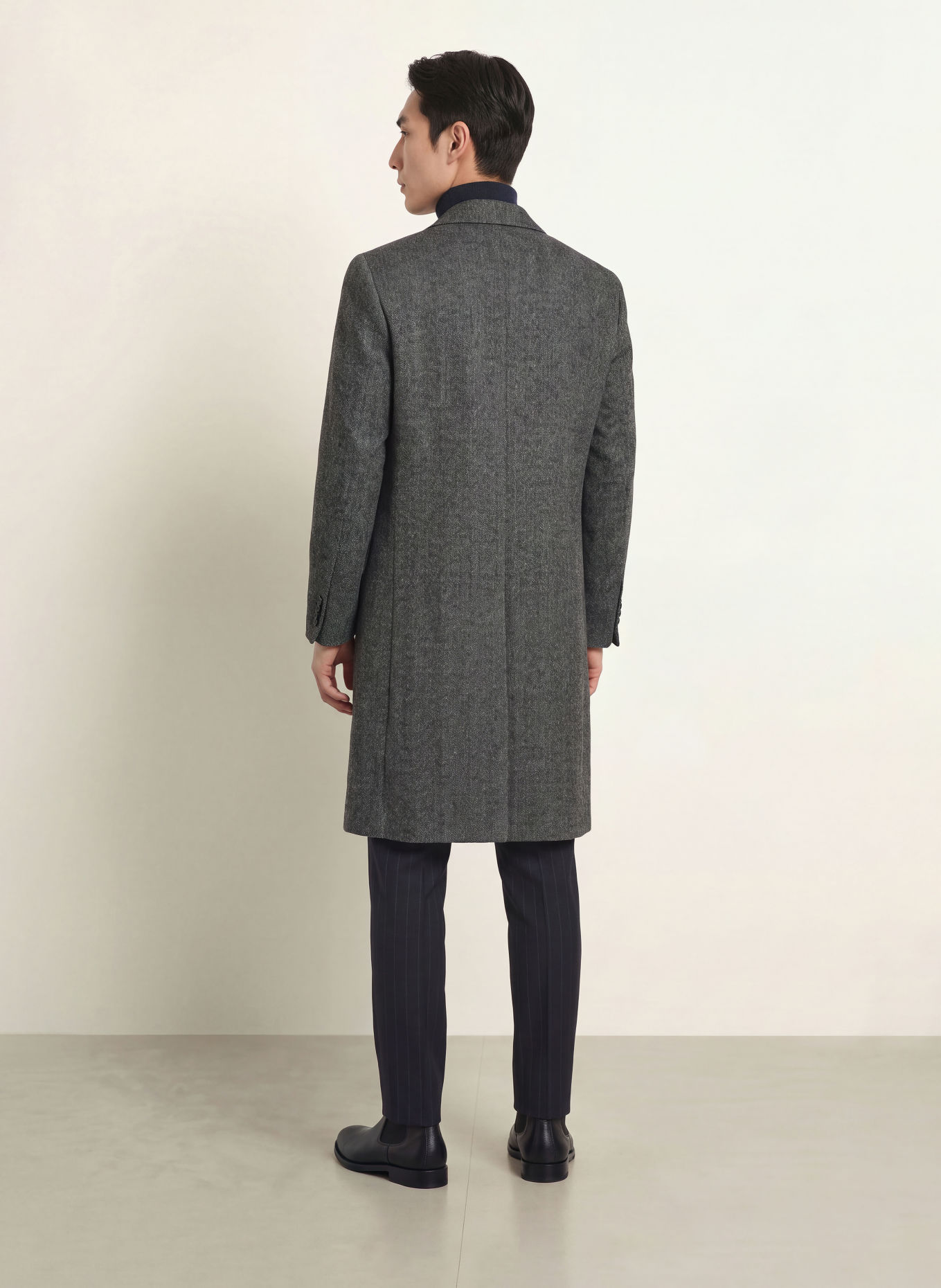 DRESSLER Wollmantel: DUNKELGRAU / BEIGE / CREME