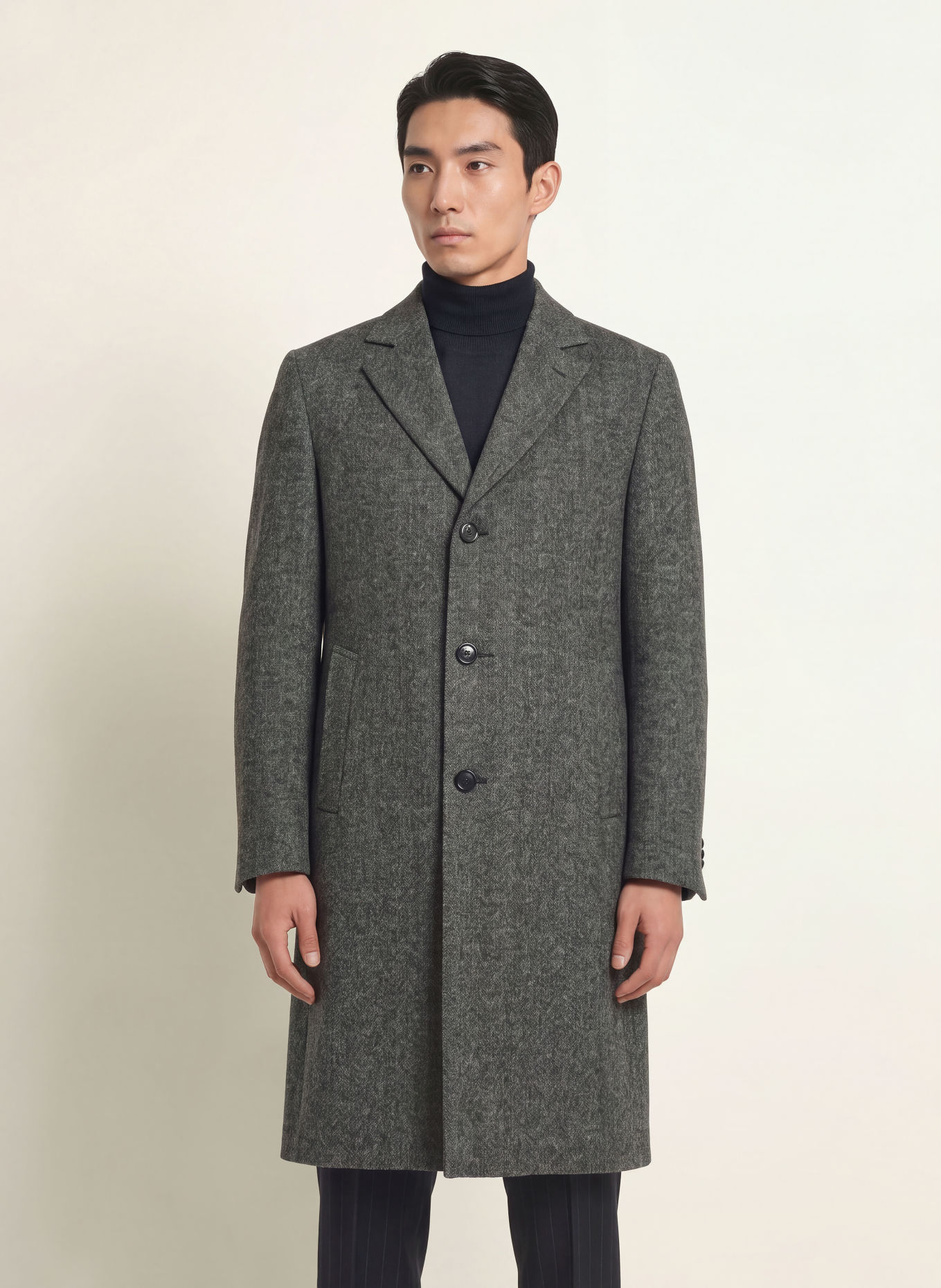 DRESSLER Wollmantel: DUNKELGRAU / BEIGE / CREME