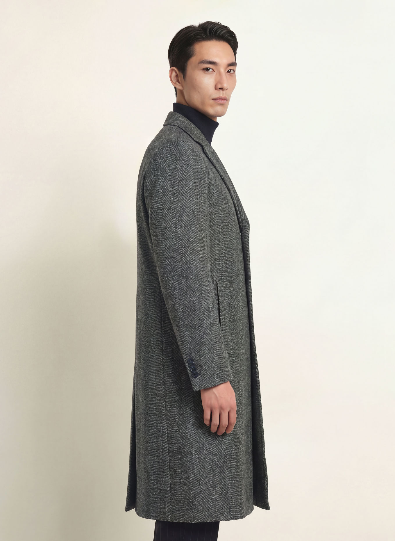 DRESSLER Wollmantel: DUNKELGRAU / BEIGE / CREME
