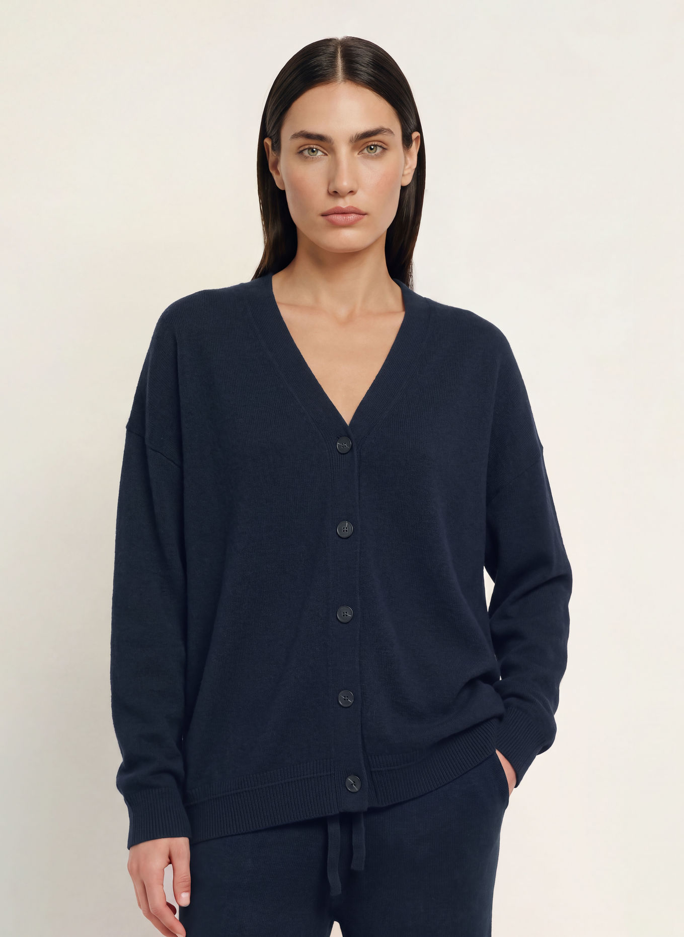 BOSS Strickjacke FALANAS aus Cashmere: DUNKELBLAU