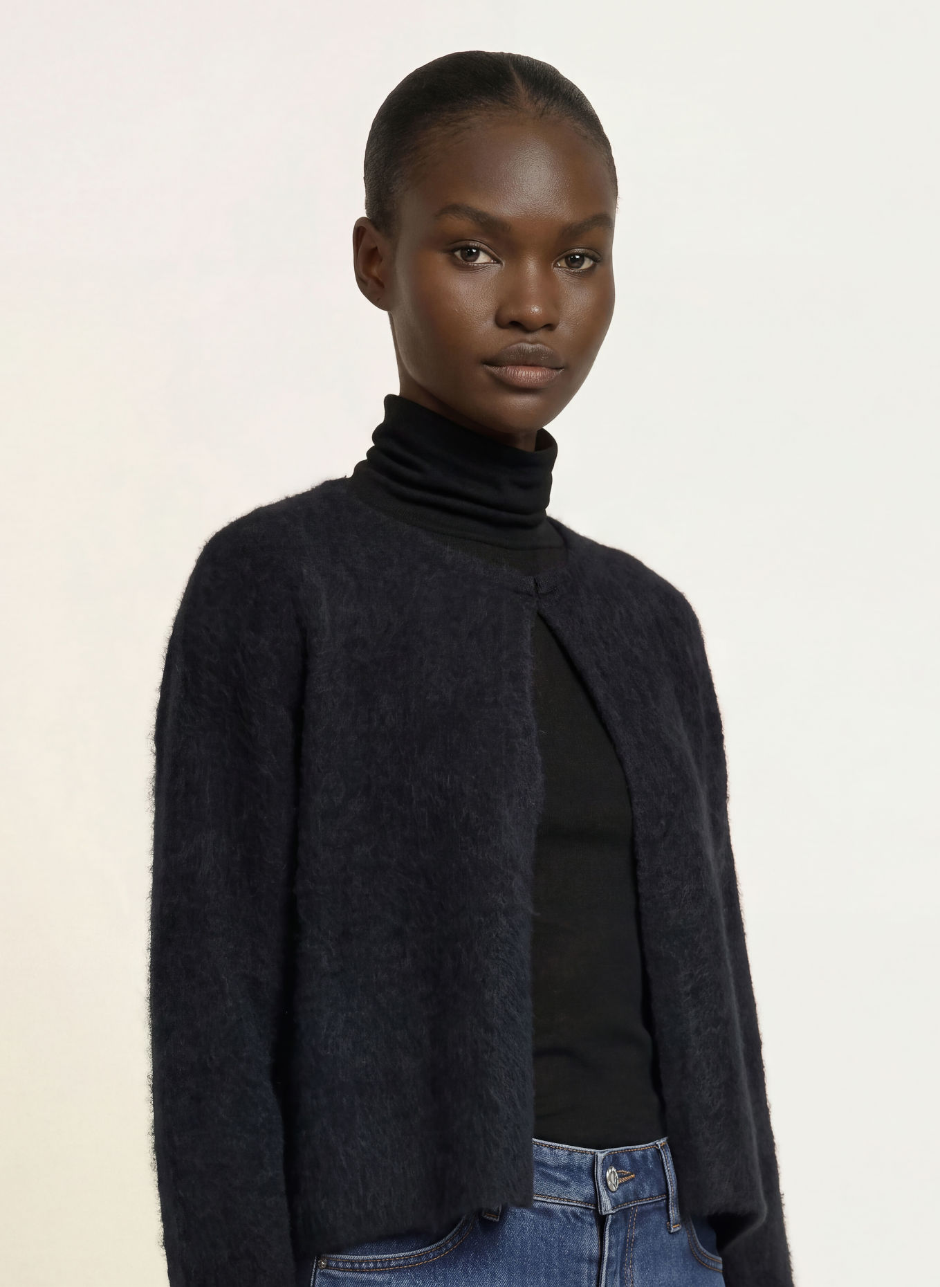 BOSS Gilet ouvert en maille FULLAS: NOIR