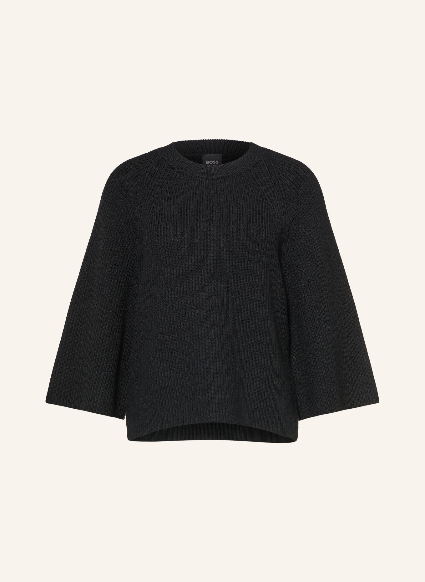 BOSS FALINAS Sweater with 3/4 Sleeves: BLACK