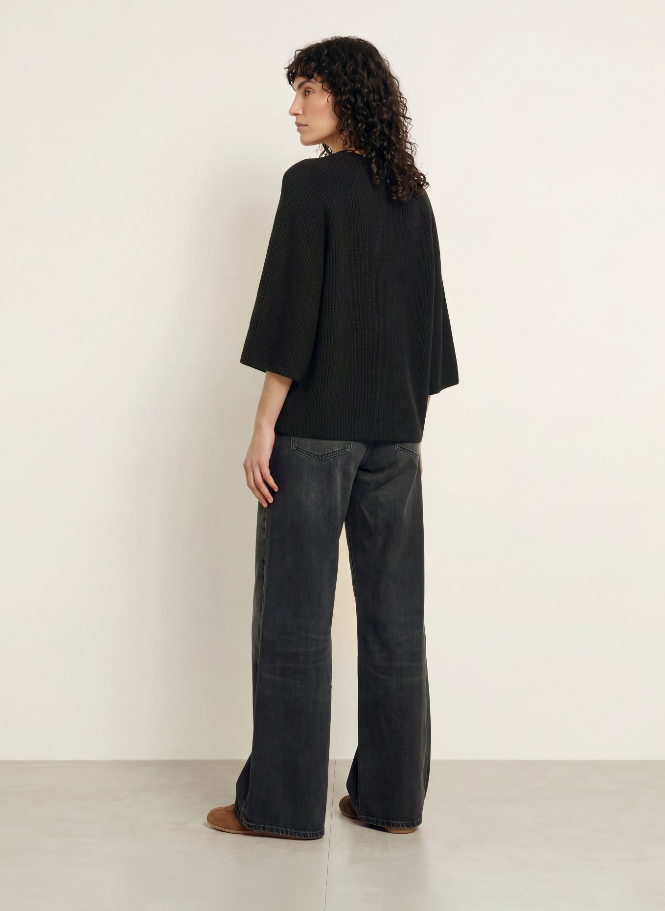 BOSS FALINAS Sweater with 3/4 Sleeves: BLACK