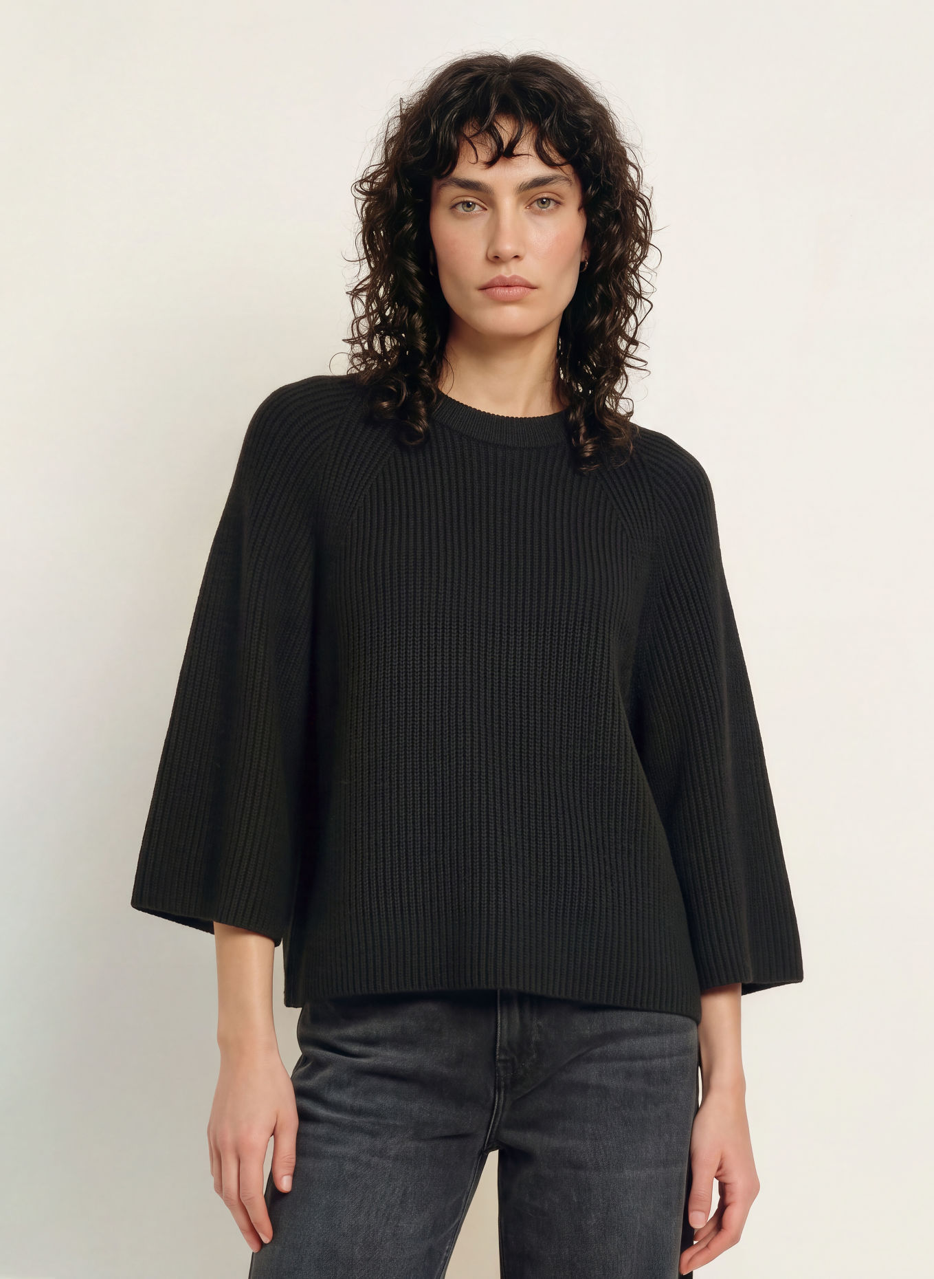 BOSS FALINAS Sweater with 3/4 Sleeves: BLACK