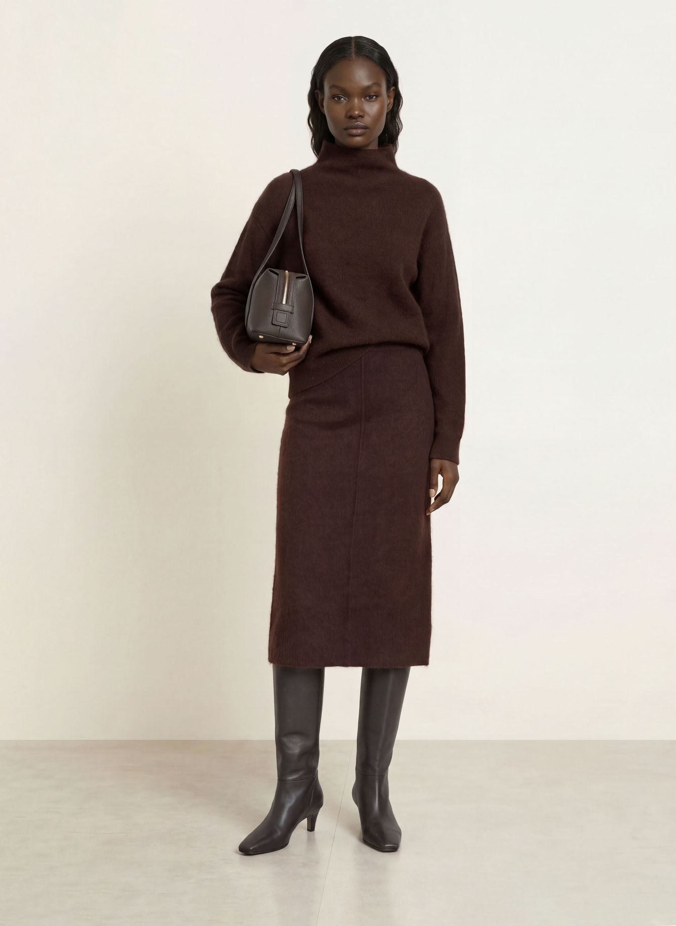 BOSS FAELORIA Knit Skirt: DARK BROWN